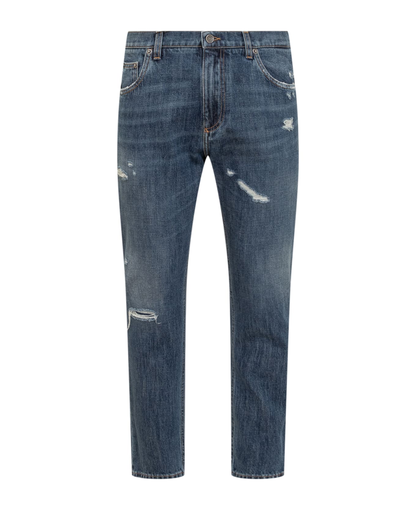 Dolce & Gabbana Denim Jeans With Abrasions - BLU