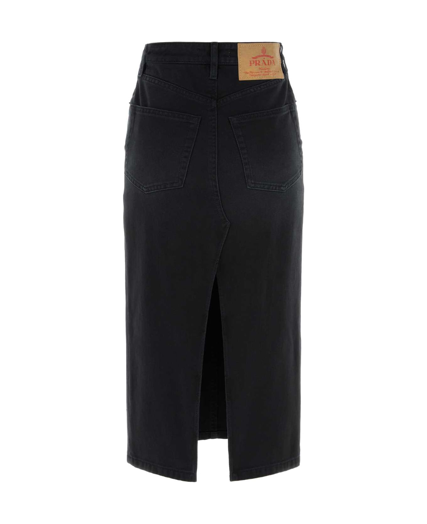 Prada Black Denim Skirt - Black