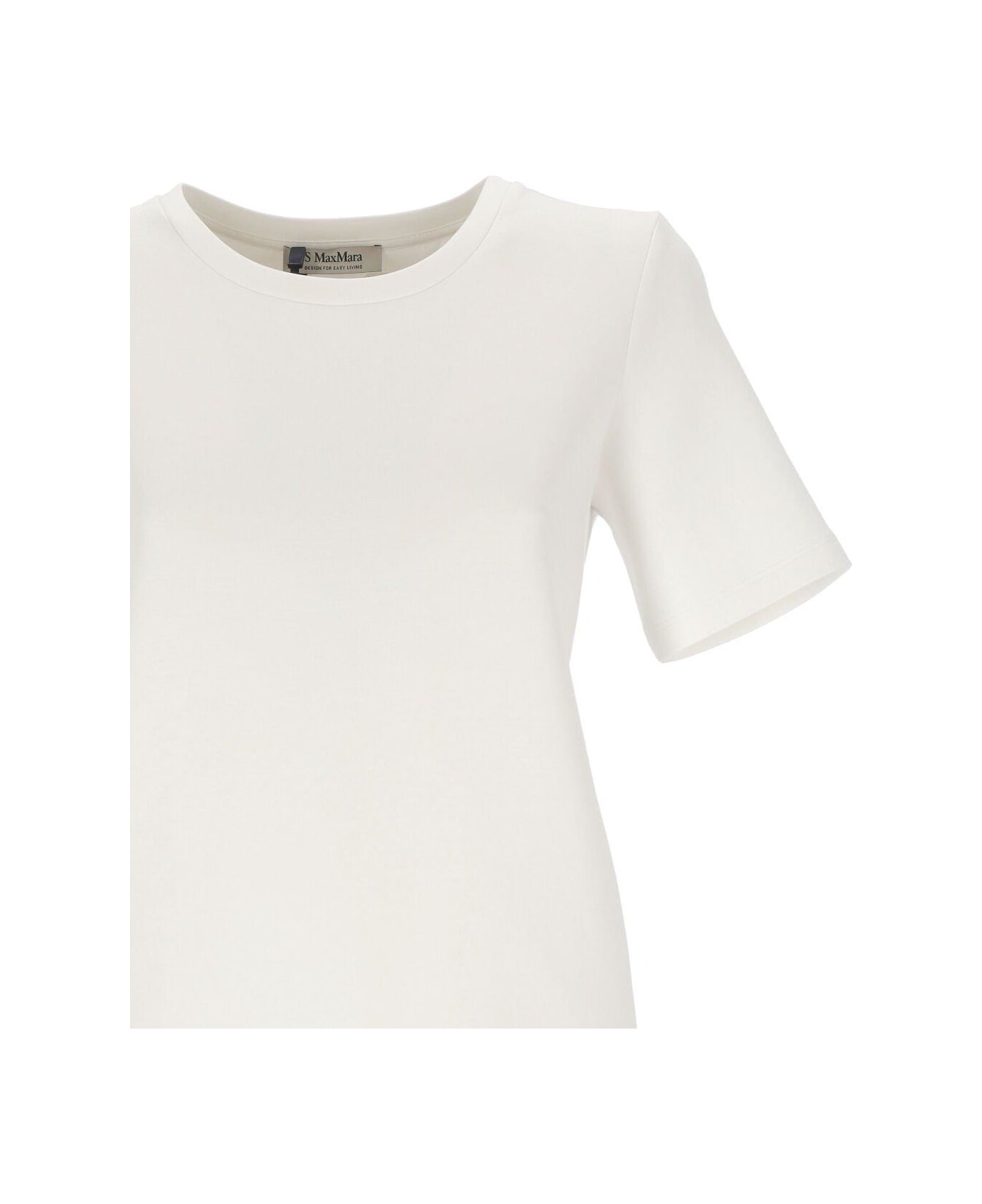 'S Max Mara Logo Embroidered Crewneck T-shirt - WHITE Tシャツ