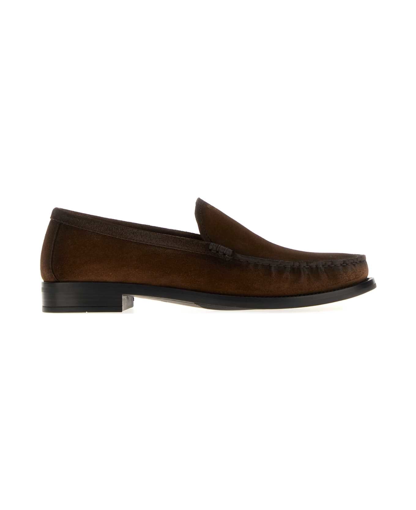 Prada Brown Suede Loafers - CACAO フラットシューズ