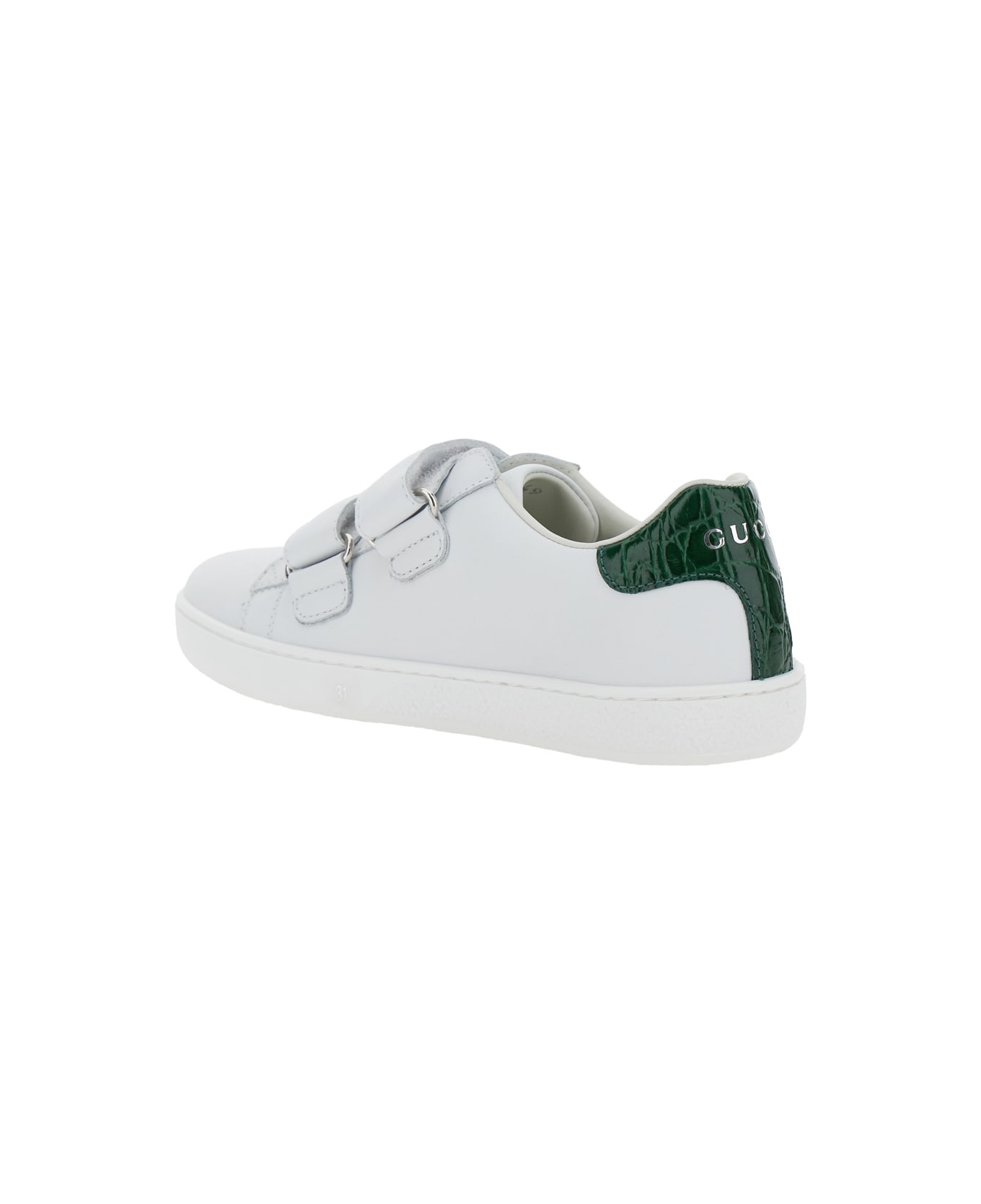 Gucci White Low Top Sneakers With Logo Detail In Leather Boy - White