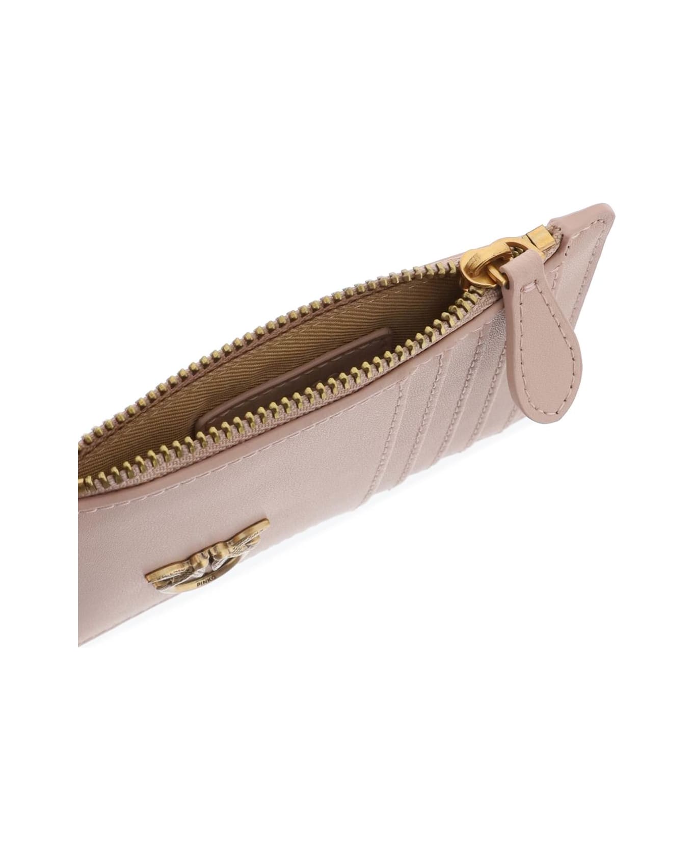 Pinko Card Holder With Logo - CIPRIA ANTIQUE GOLD (Pink) 財布