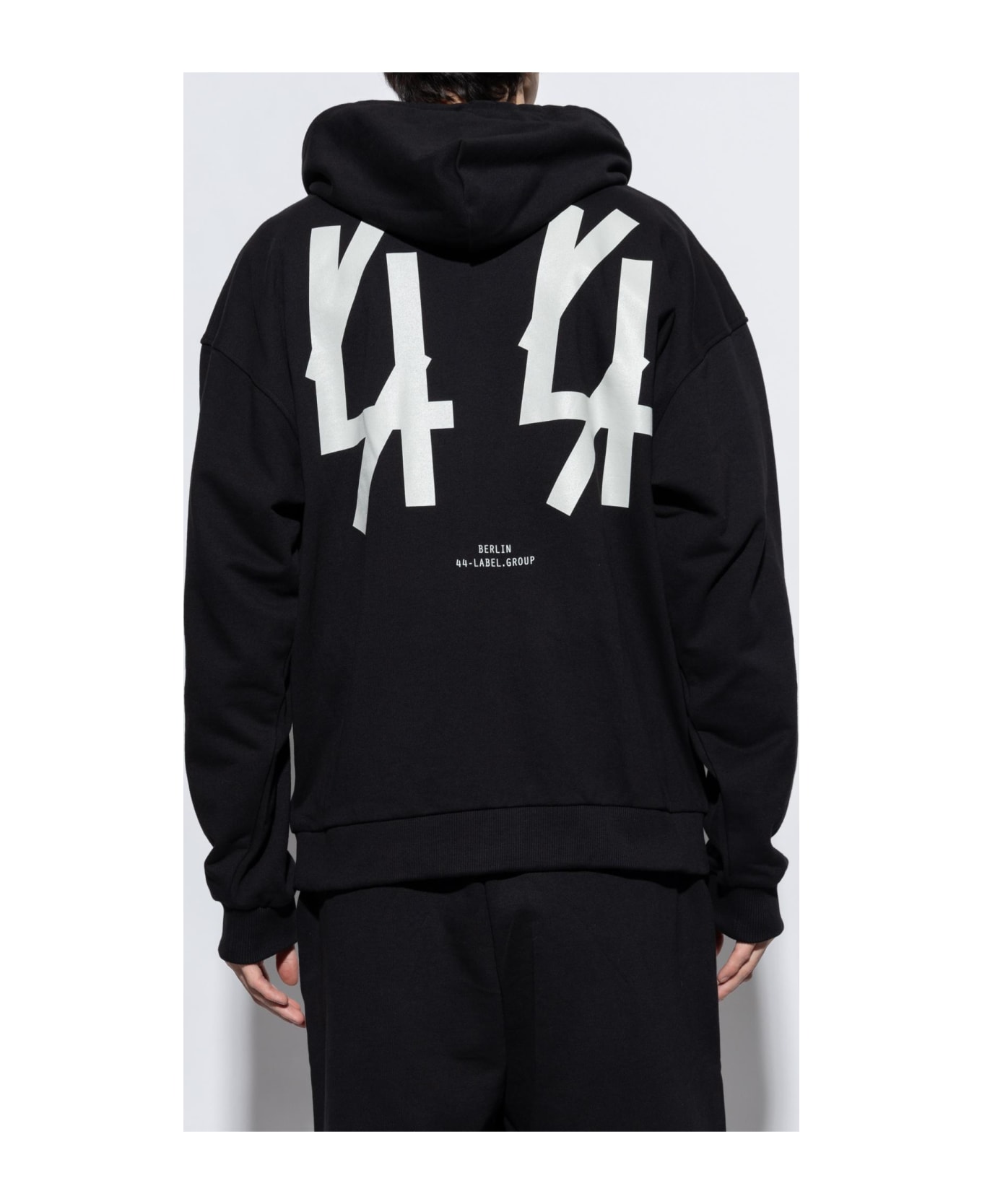 44 Label Group Hoodie With Logo Fleece - BLACK