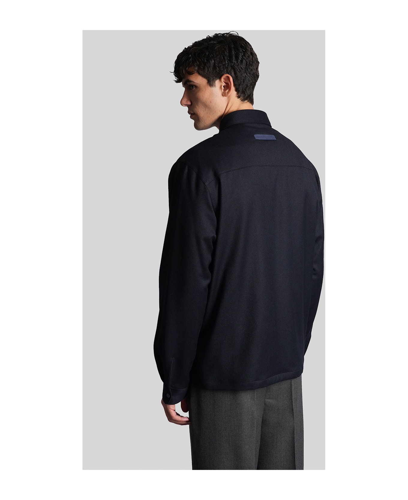 Zegna Casual Jacket In Blue Wool - blue