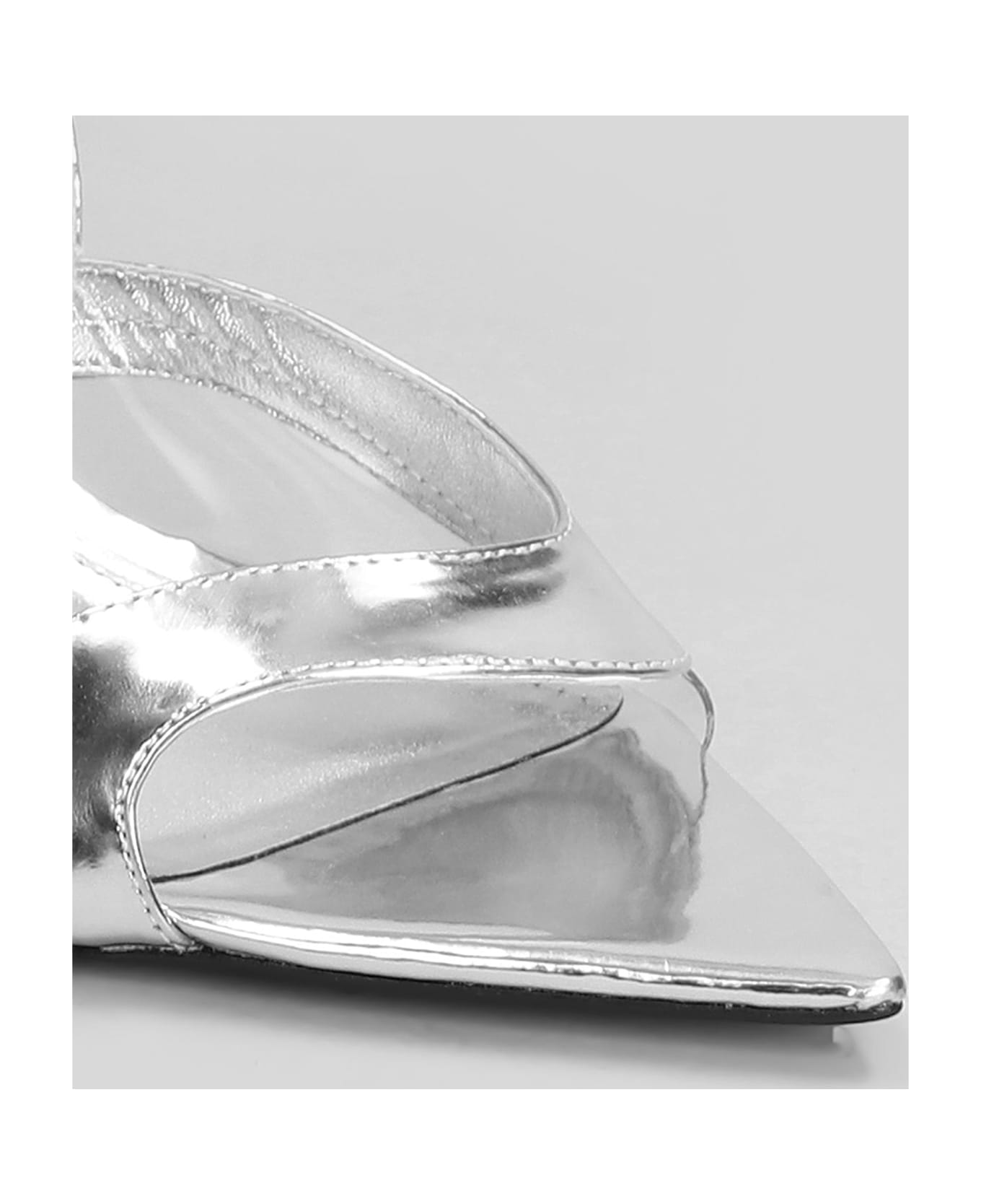 Schutz Ruber Mid Sandals In Silver Leather - silver