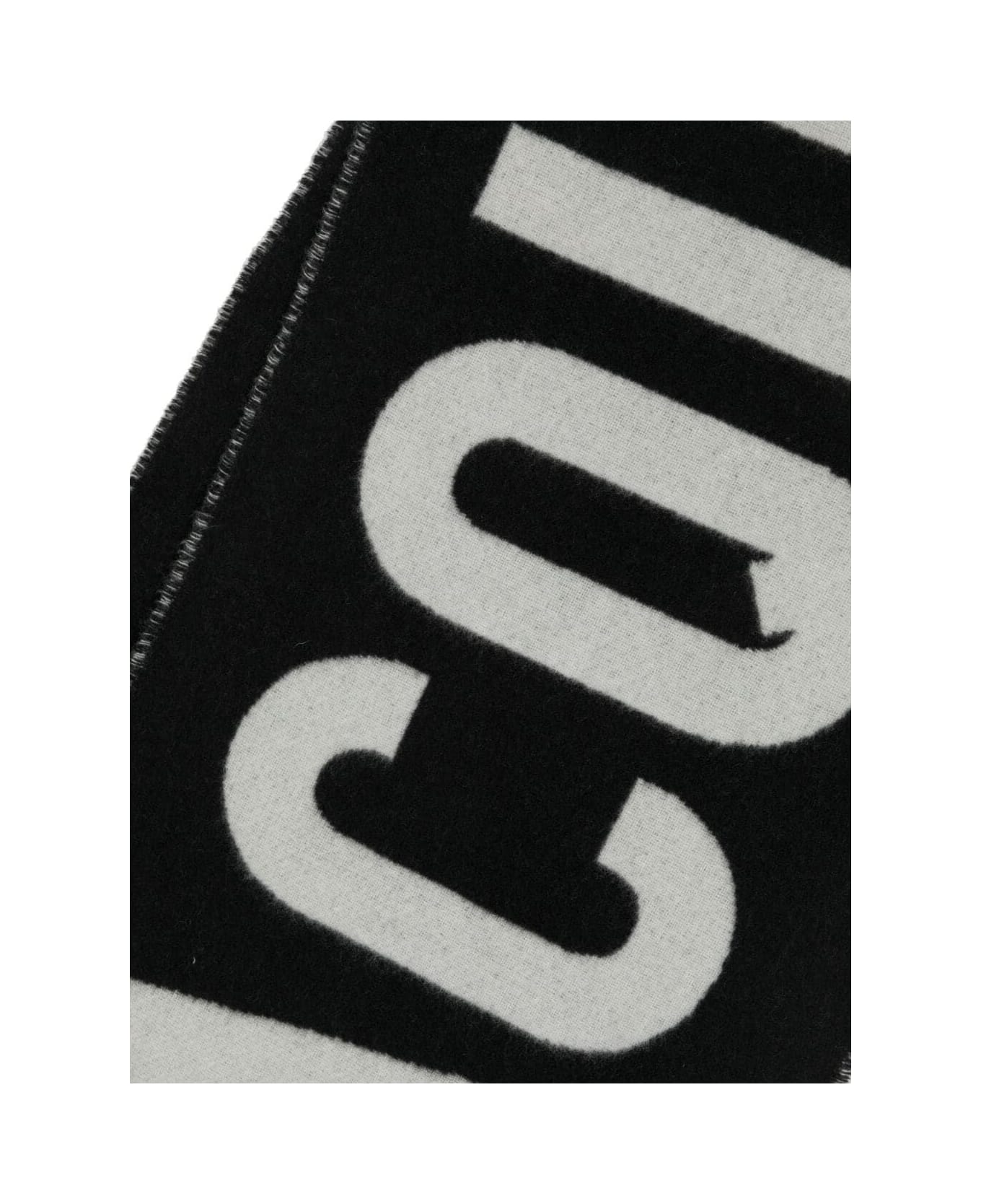 Jacquemus Wool Scarf With Maxi Logo - Black