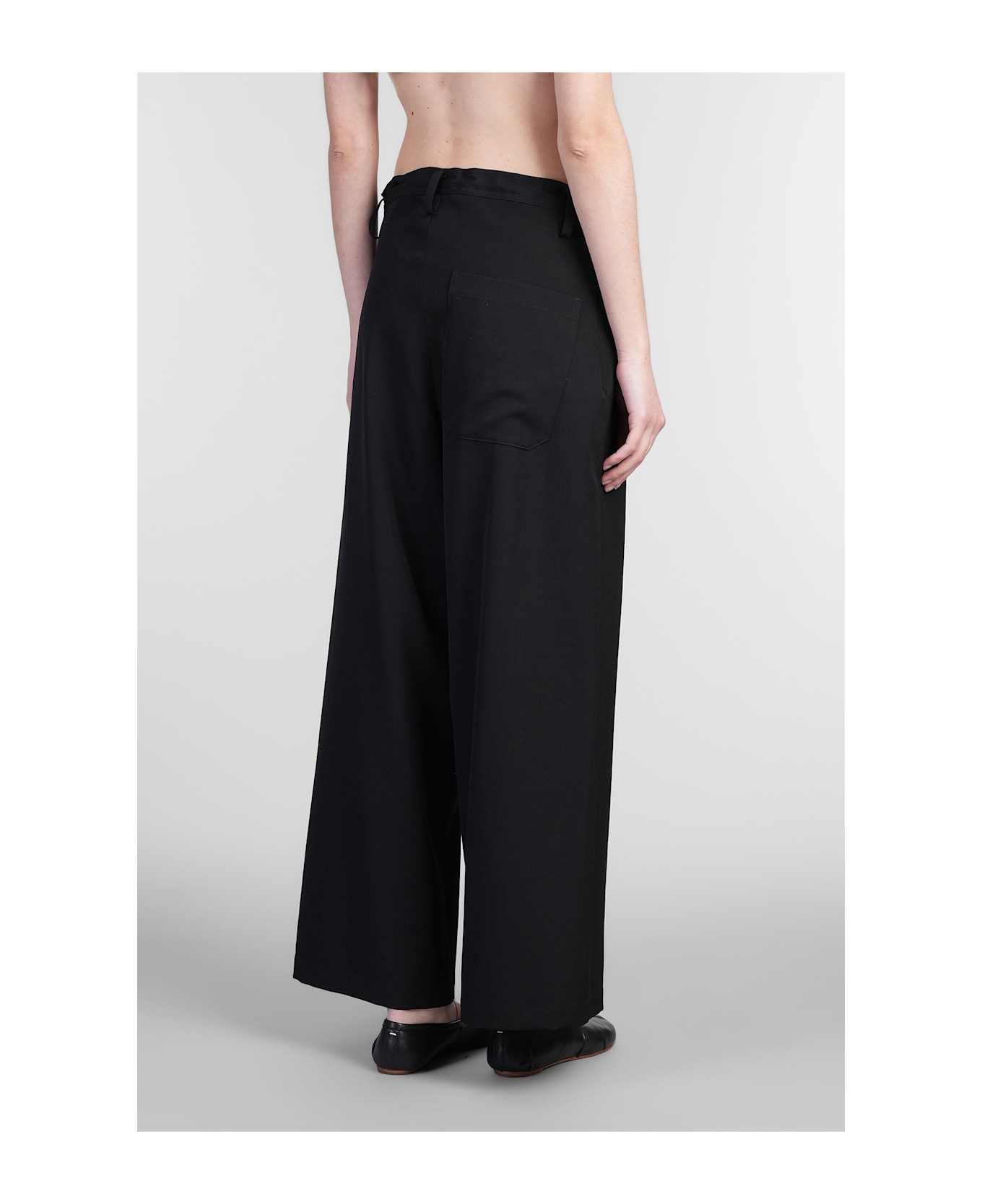Yohji Yamamoto Pants In Black Wool - black