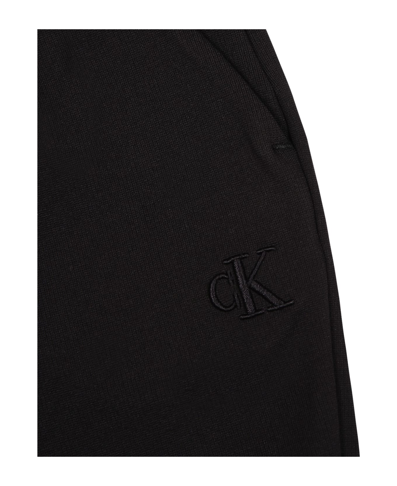 Calvin Klein Black Trousers For Baby Boy With Logo - Black ボトムス
