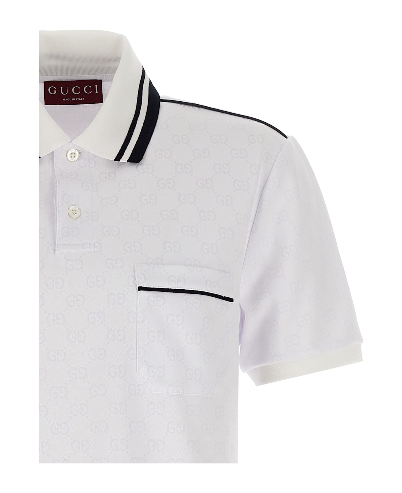 Gucci Gg Jacquard Polo Shirt - White