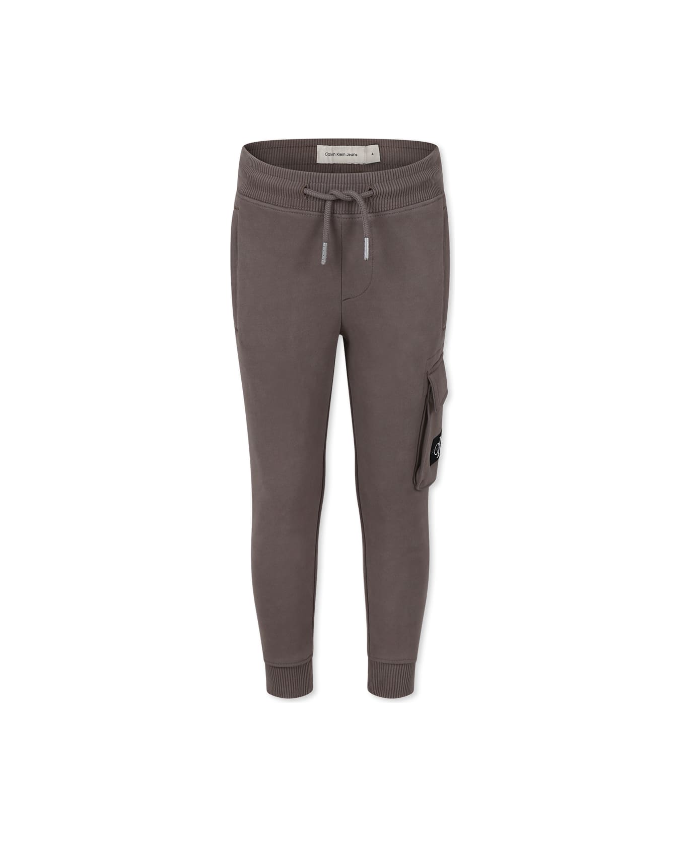 Calvin Klein Brown Trousers For Boy With Logo - Brown