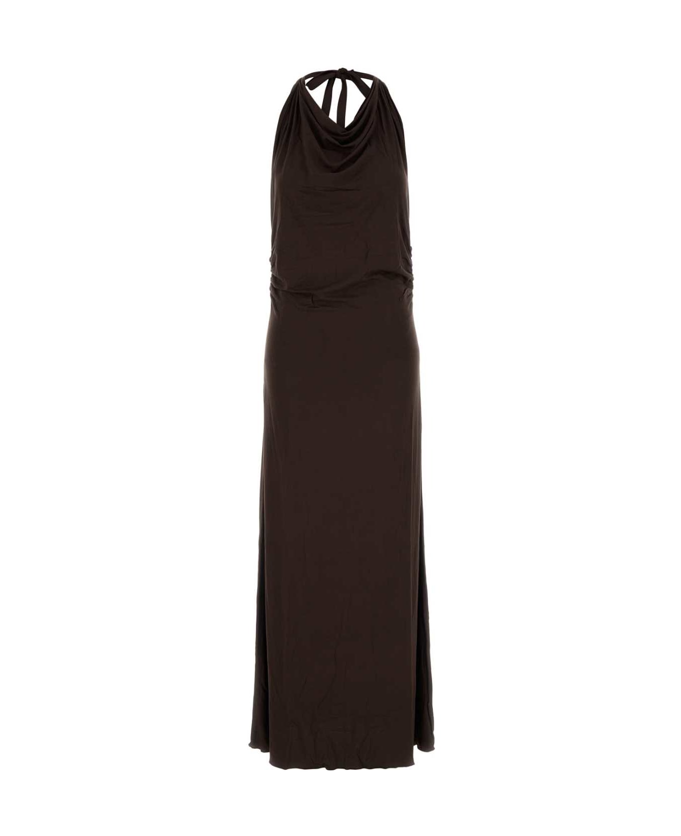 Gimaguas Brown Stretch Viscose Harbor Dress - CHOCOLATE