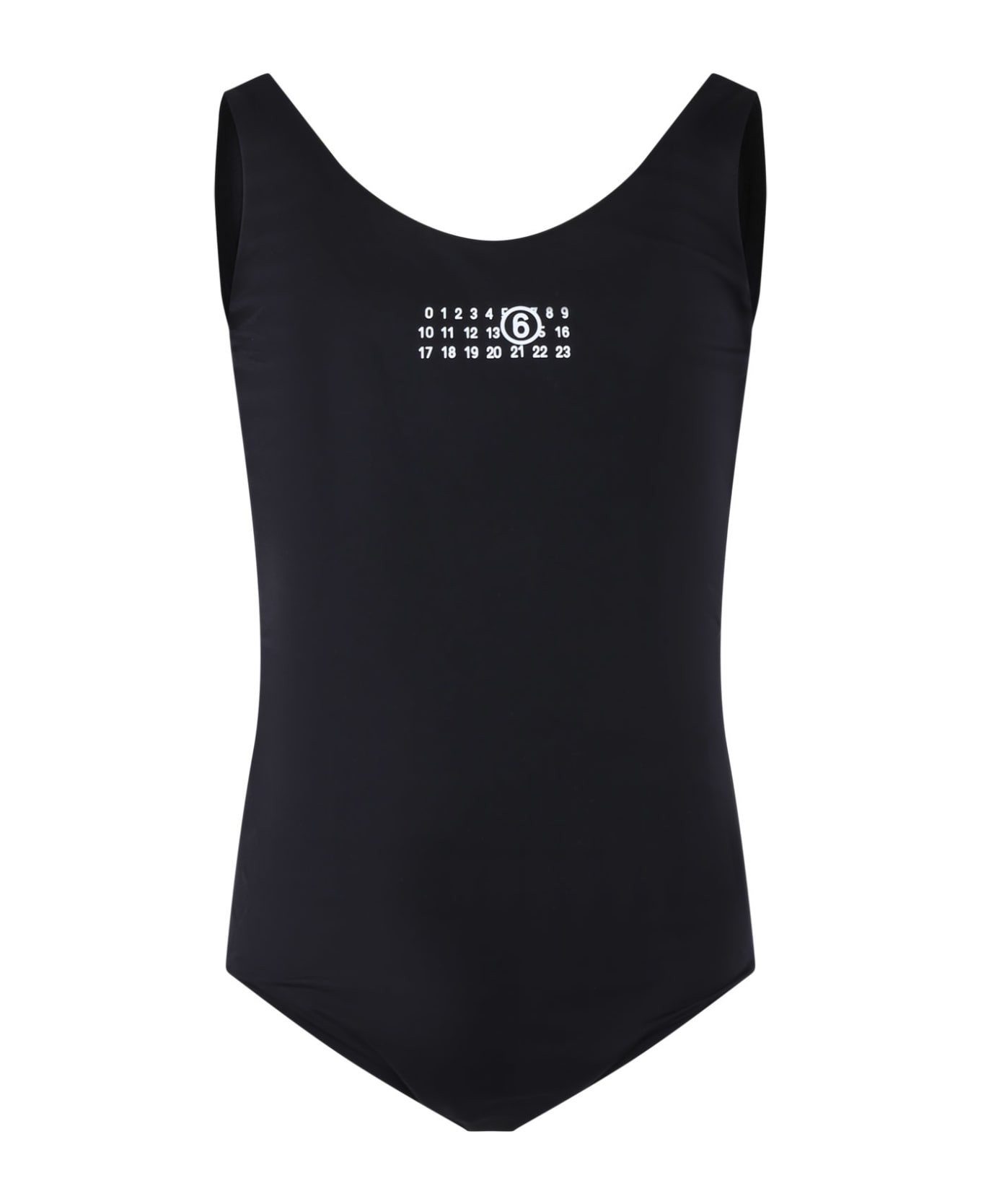MM6 Maison Margiela Black Swimsuit For Girl With Logo