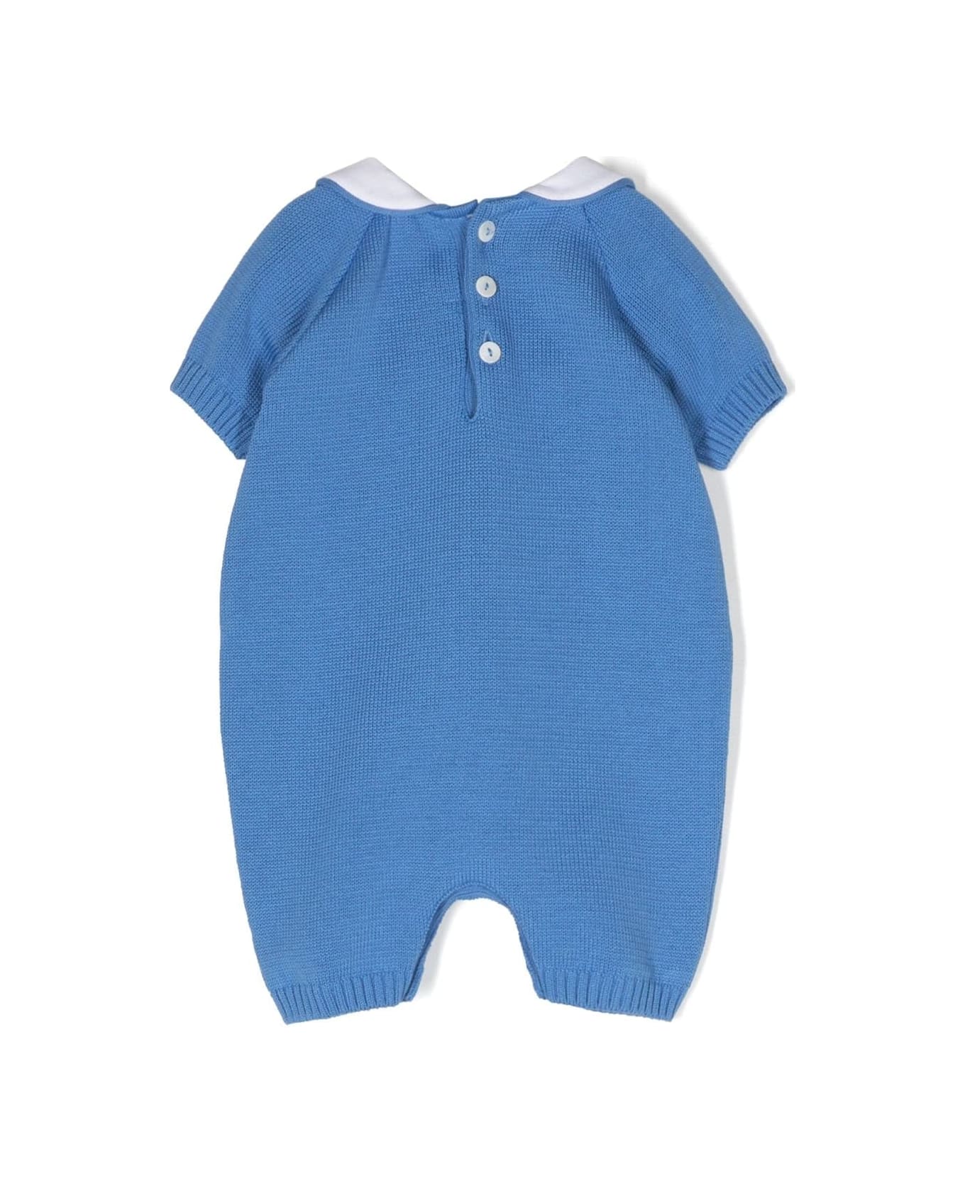 Little Bear Onesie With Embroidery - Light blue