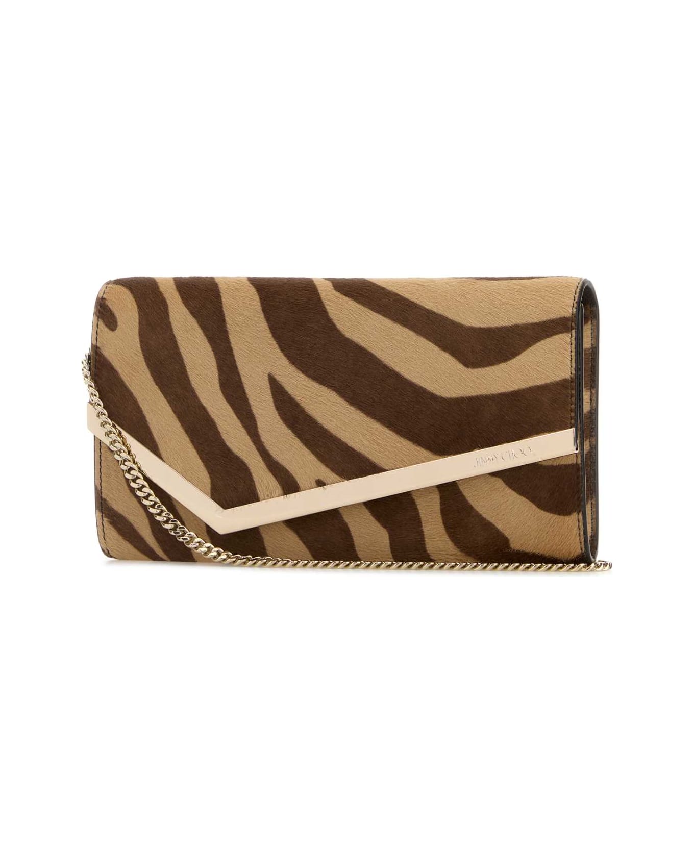 Jimmy Choo Printed Calf Hair Emmie Clutch - NATURALLIGHTGOLD