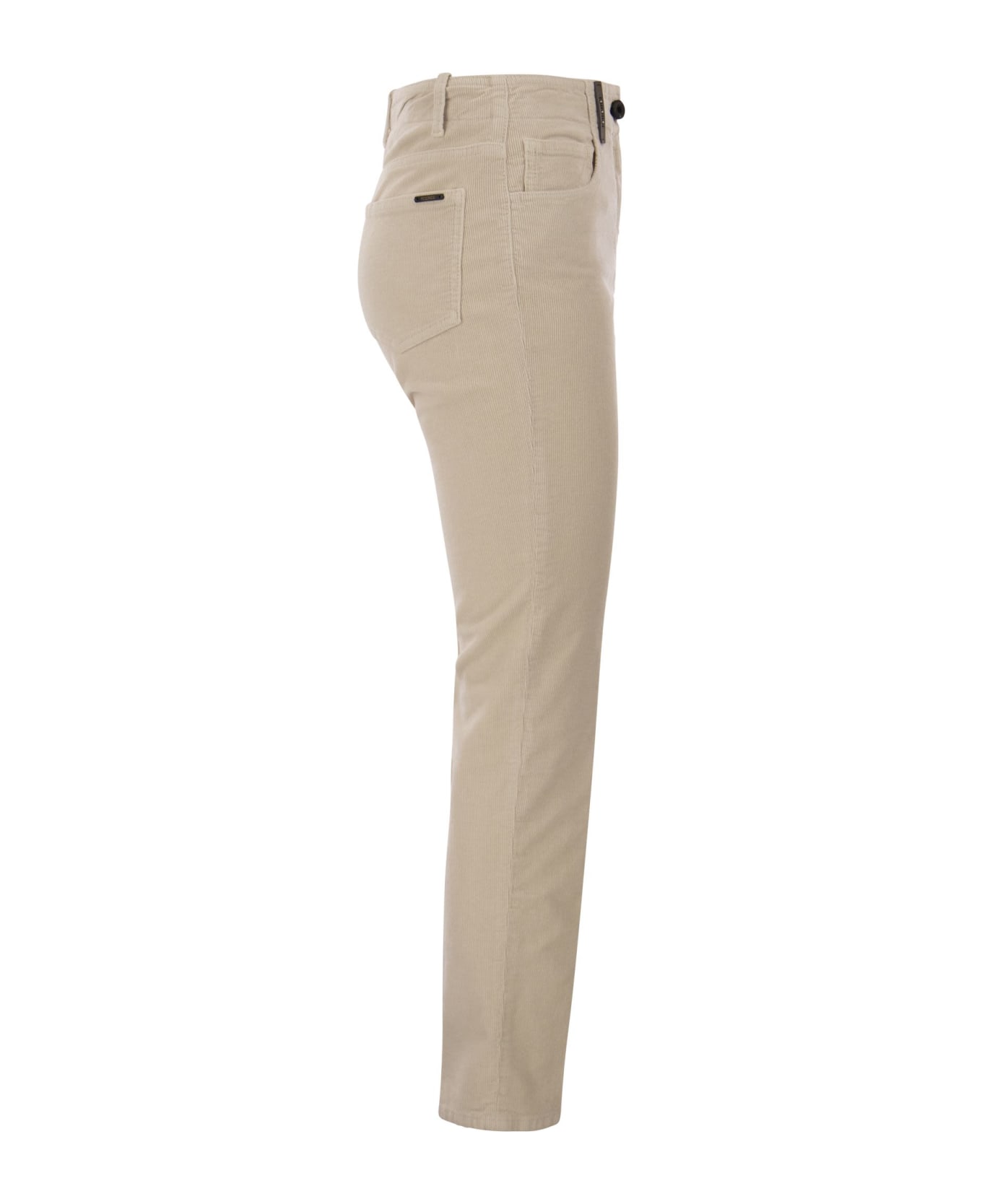 Peserico Milleraies Striped Velvet 5-pocket Trousers - Light Beige