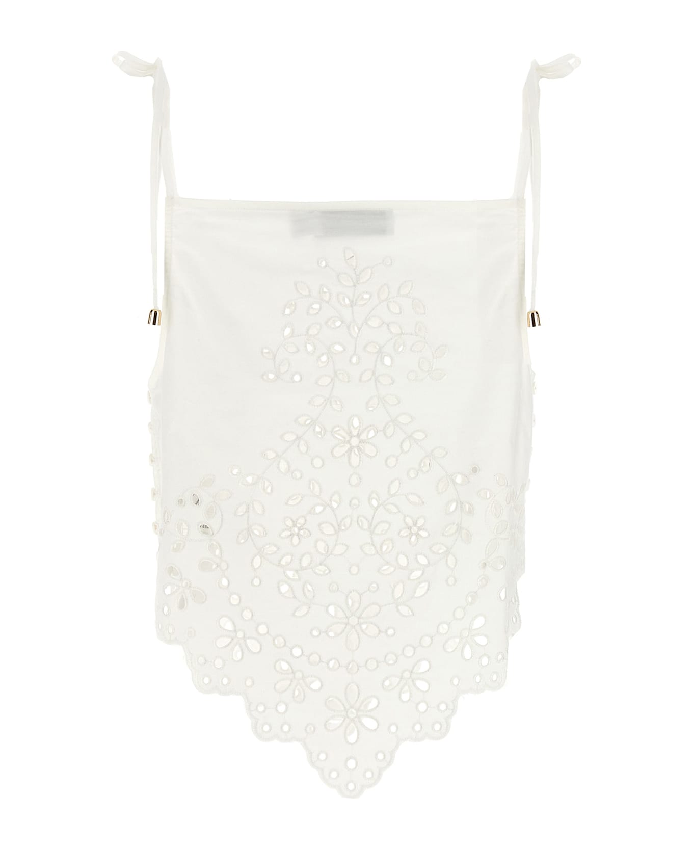 self-portrait 
white Cotton Embroidered
 Top - White
