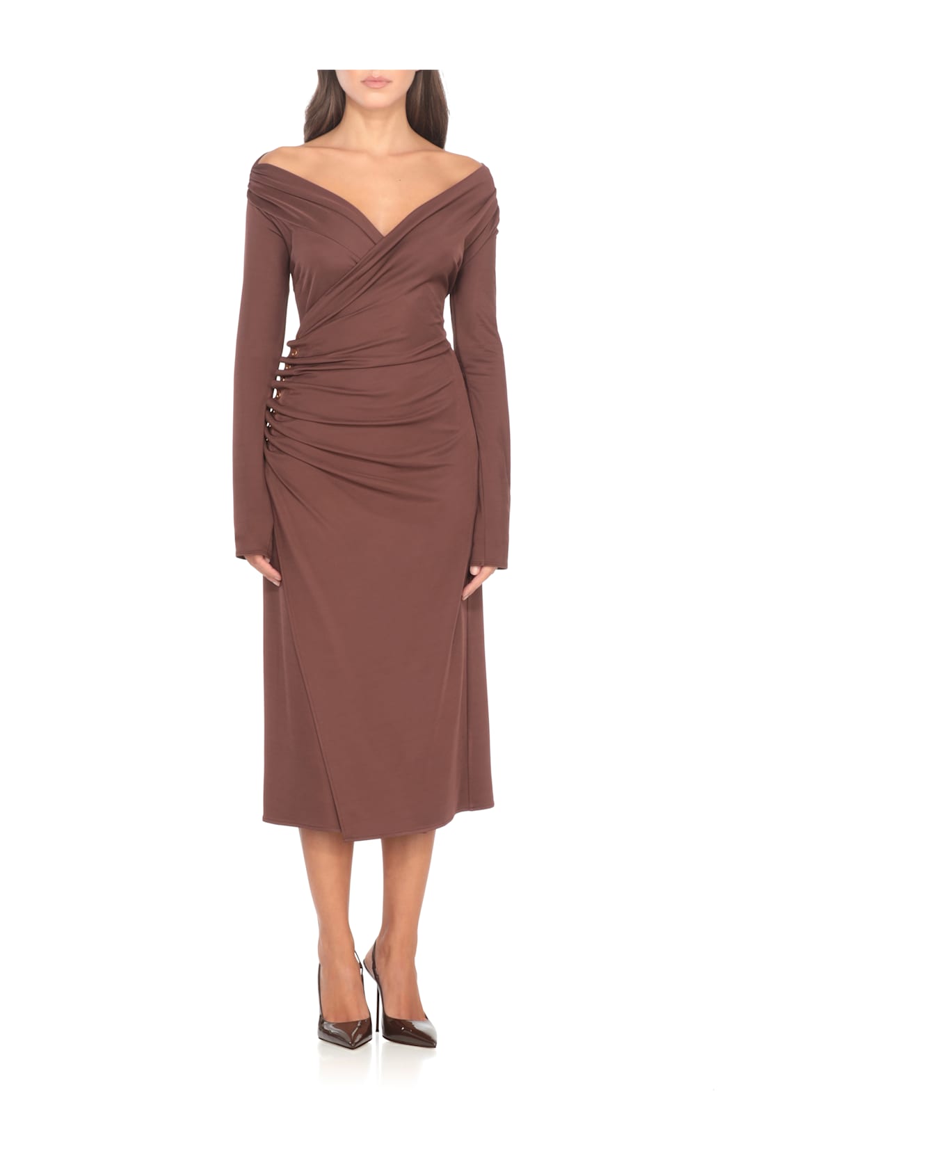 Elisabetta Franchi Long Dress - Brown
