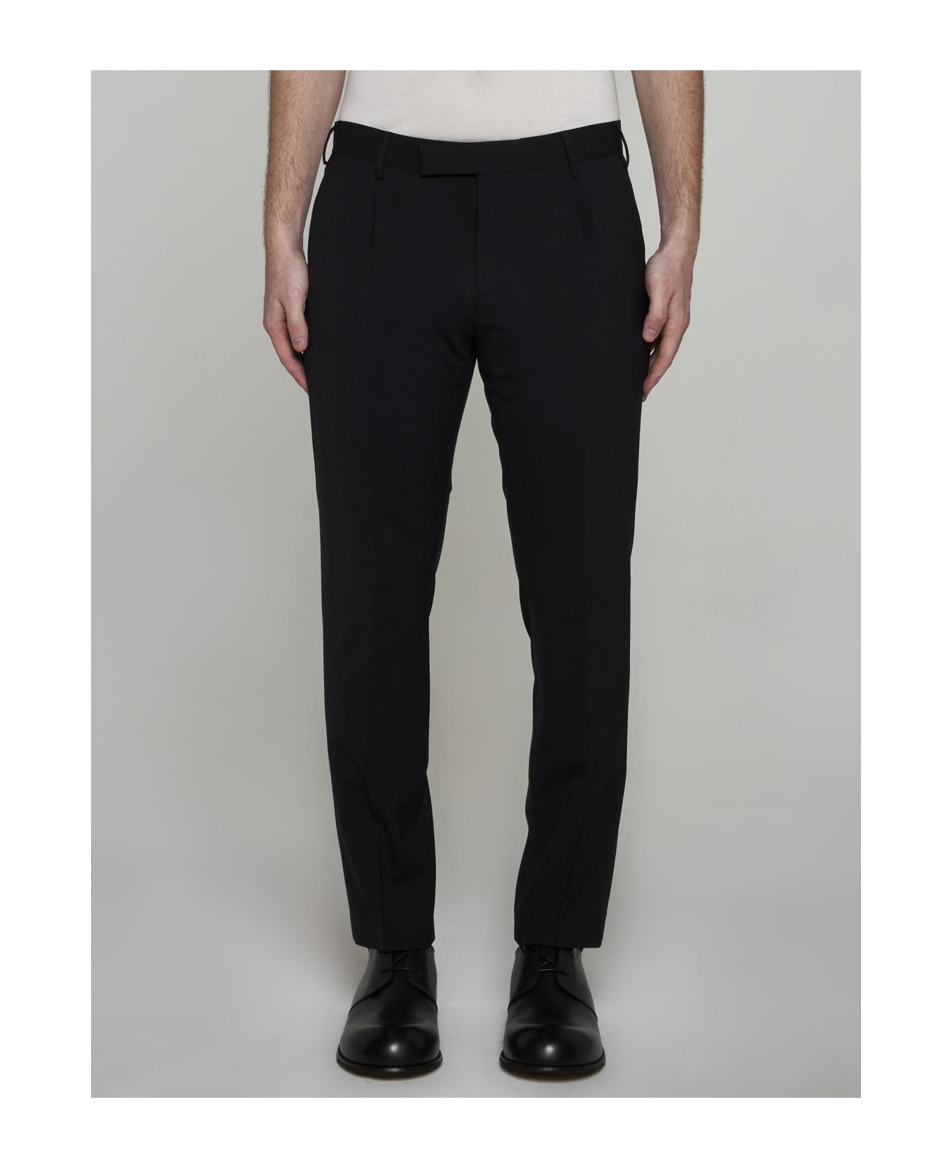 PT01 Dieci Stretch Wool-blend Trousers - Black