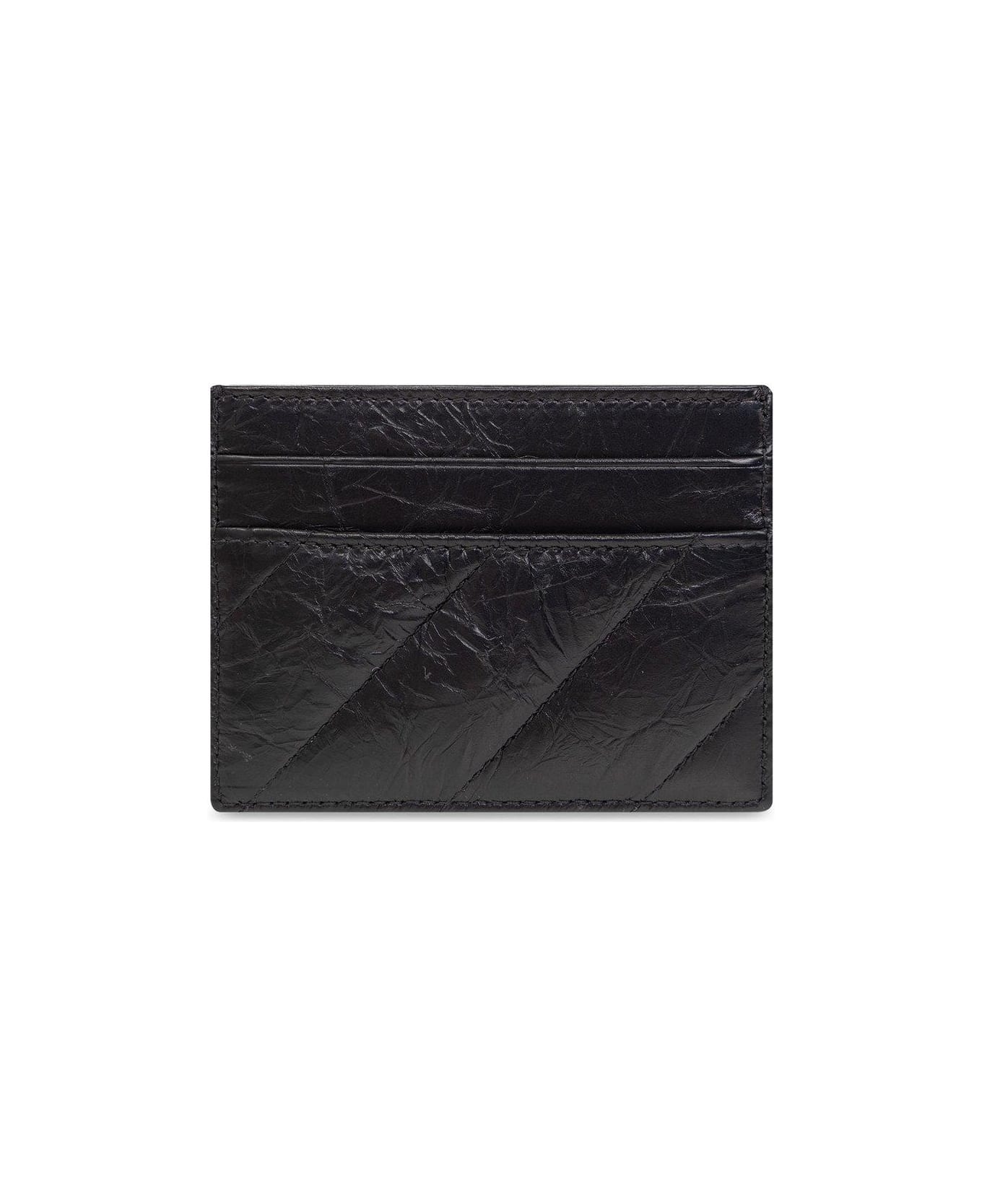 Balenciaga Logo Plaque Quilted Cardholder - Black 財布