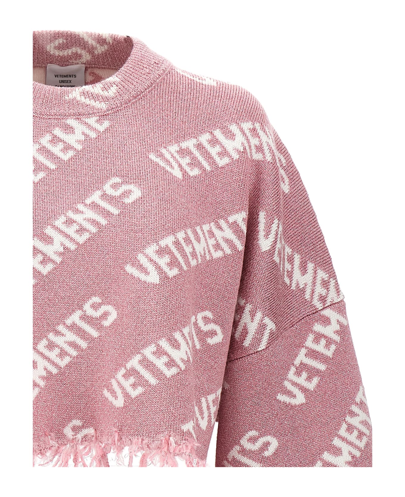 VETEMENTS 'iconic Lurex Monogram' Crop Sweater - Pink ニットウェア