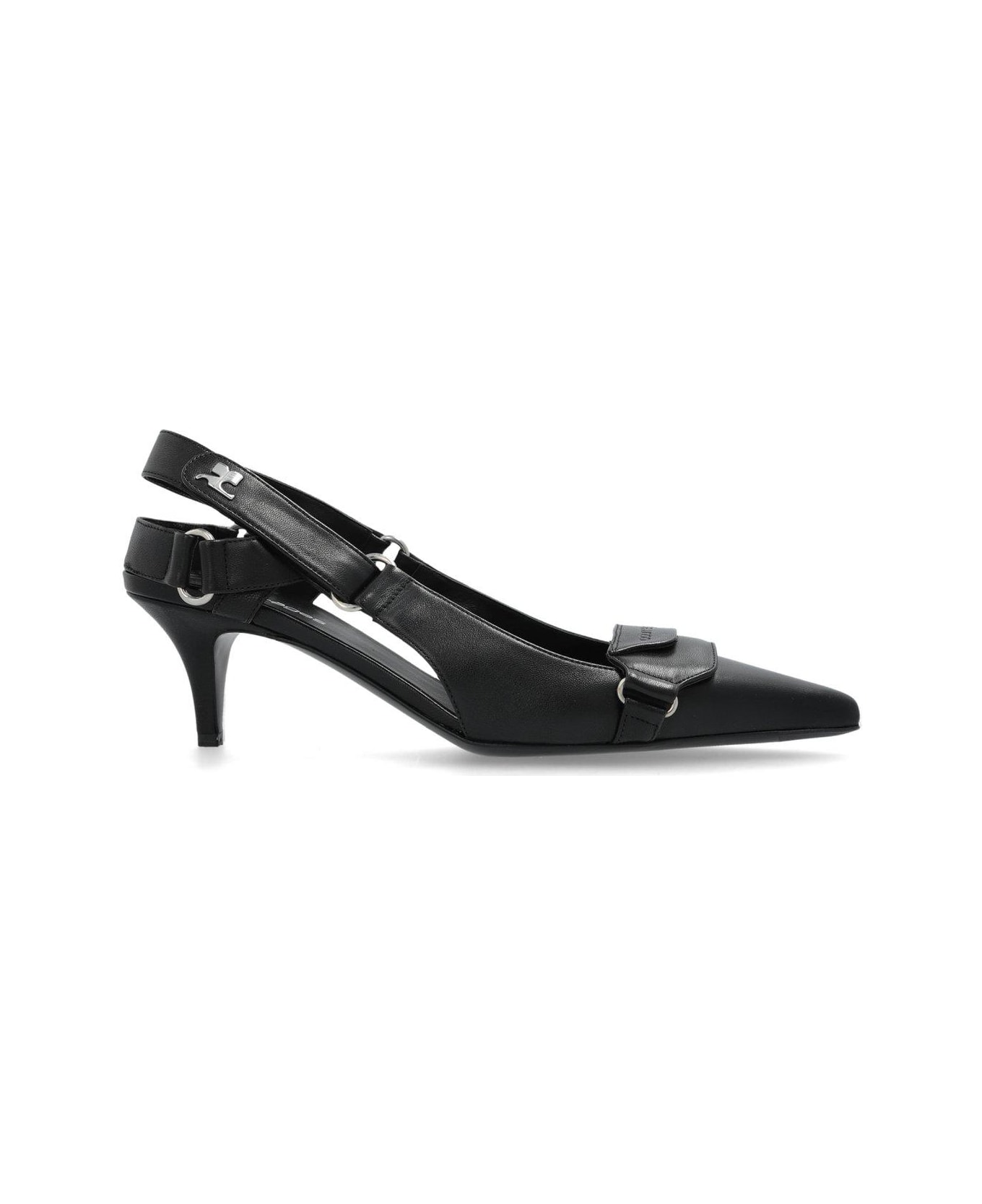 Courrèges Racer Pointed-toe Slingback Pumps - Black