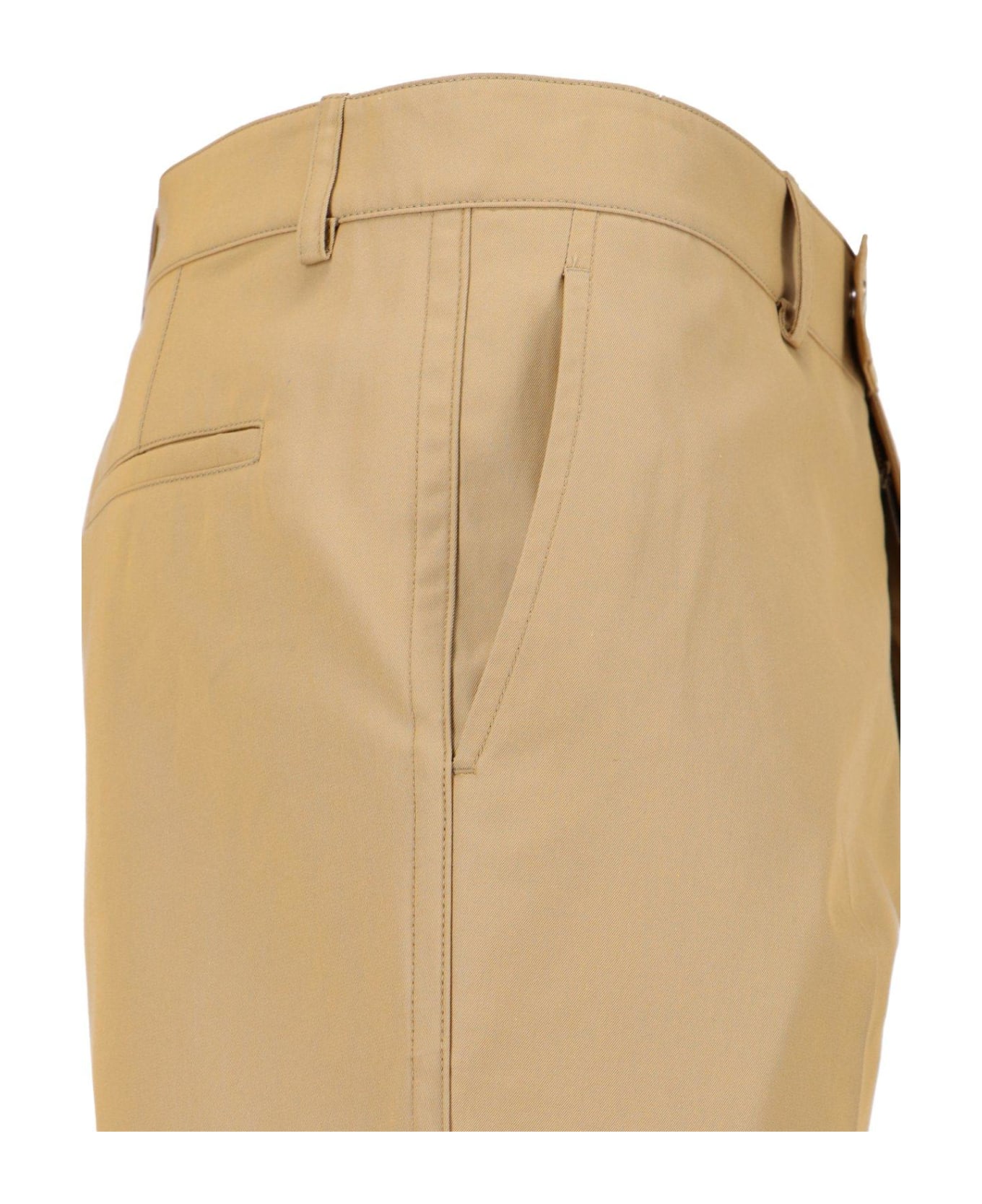 Burberry Straight-leg Buckle-detailed Trousers - Beige