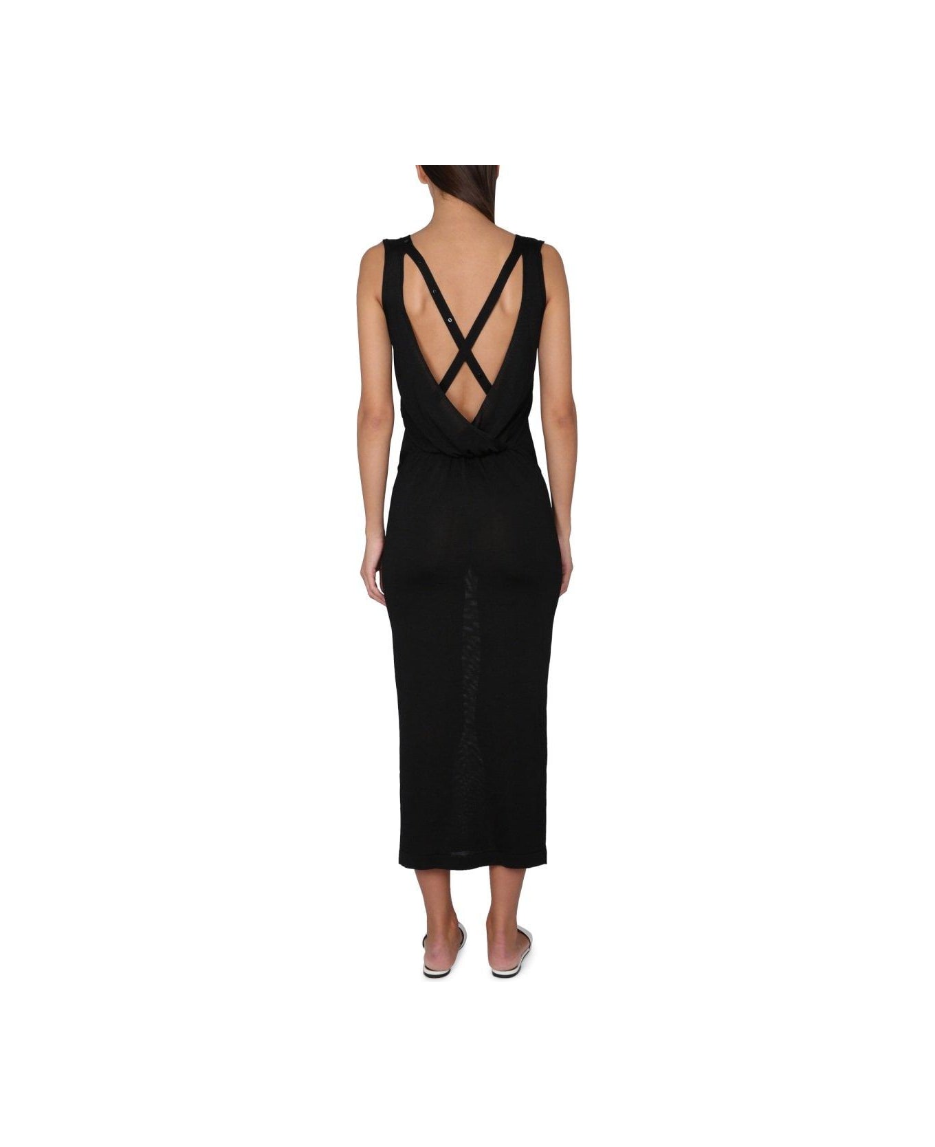 Tom Ford Sleeveless Back Crisscross Midi Dress - BLACK