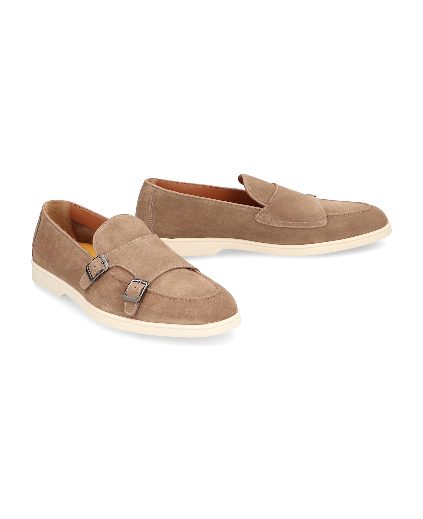 Doucal
s Suede Monk-strap Shoes - Beige