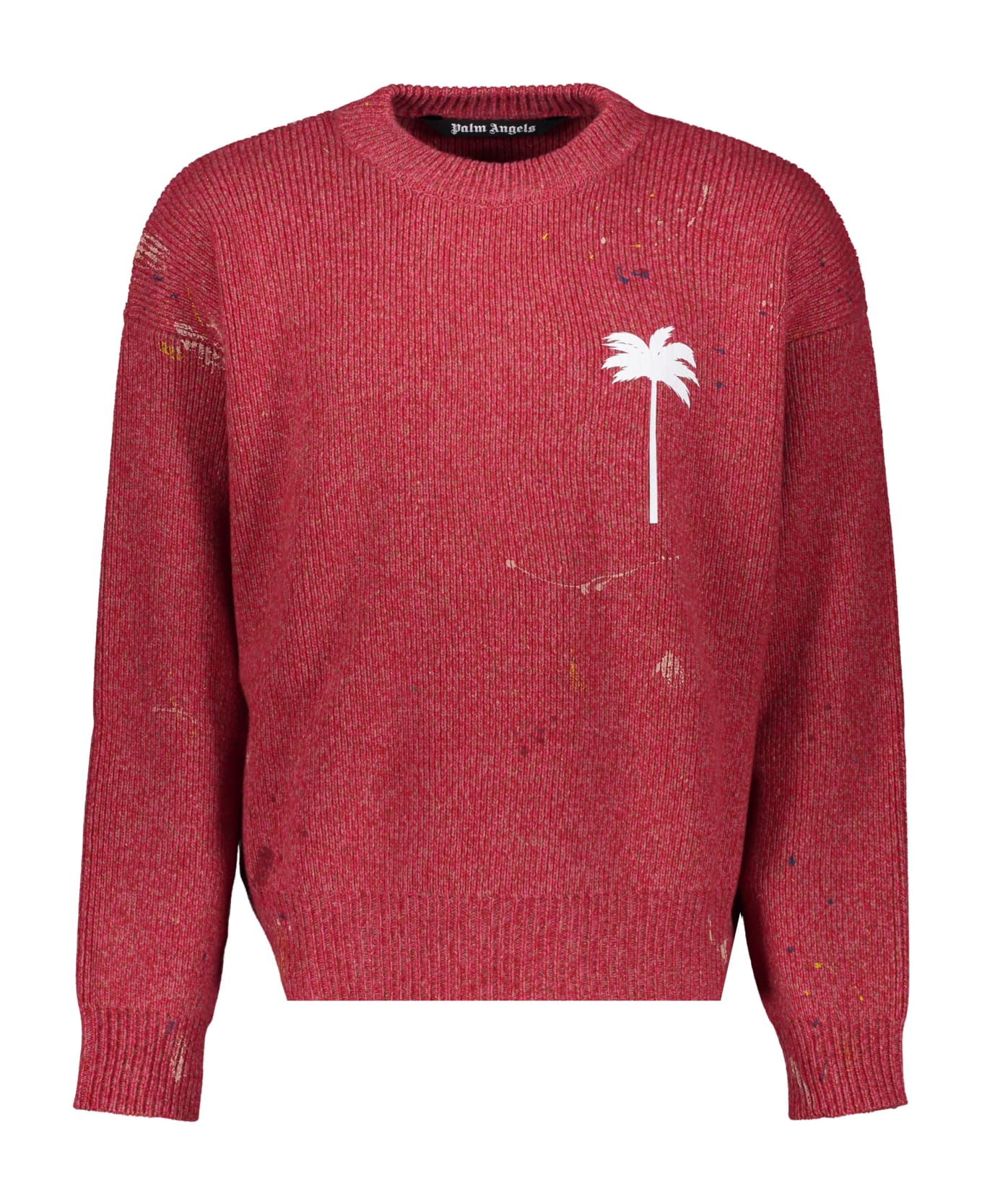 Palm Angels Long Sleeve Crew-neck Sweater - red