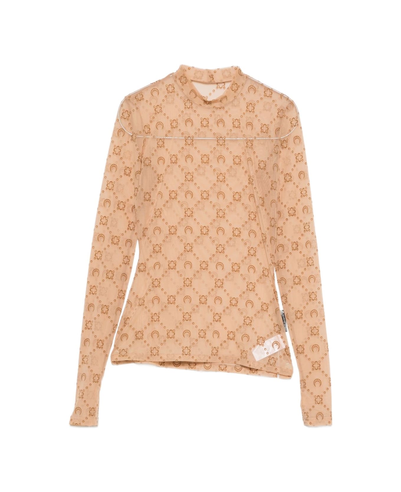 Marine Serre Monogram High-neck Top - Camel