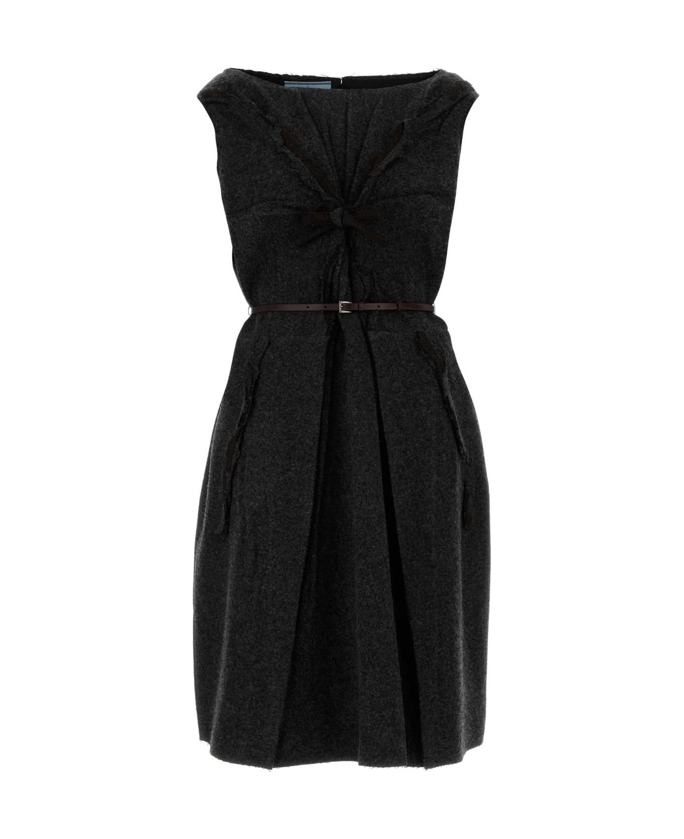 Prada Dark Grey Flannel Dress - ARDESIA