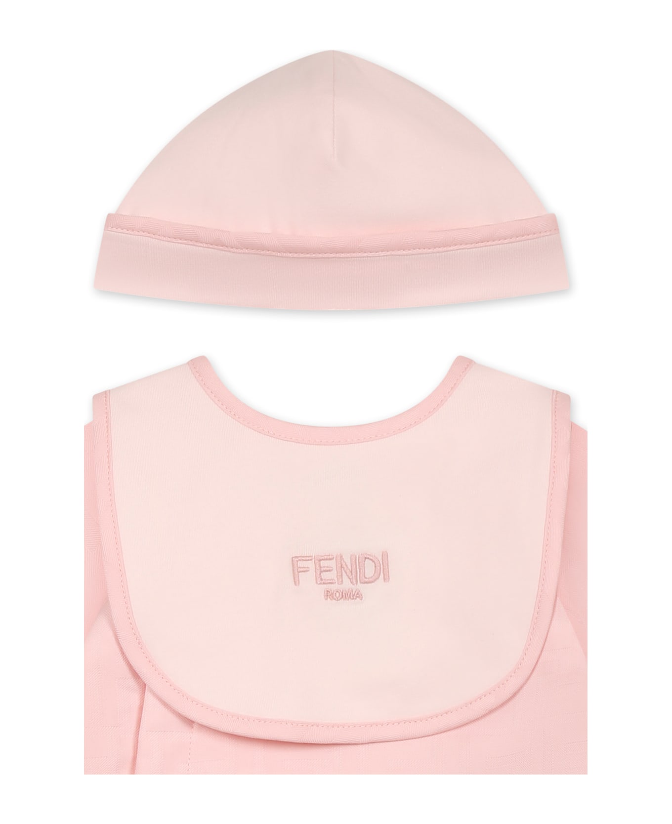 Fendi Pink Babygrow Set For Baby Girl With Ff - Pink