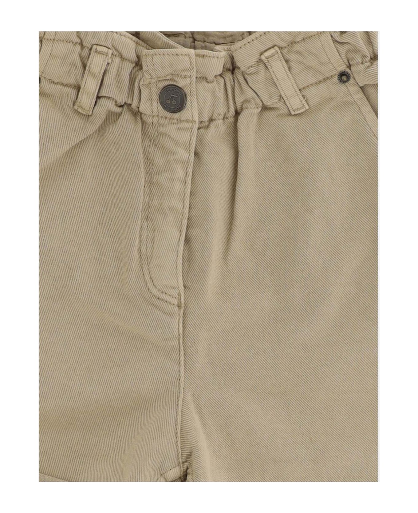 Bonpoint Stretch Cotton Bermuda Shorts - Beige