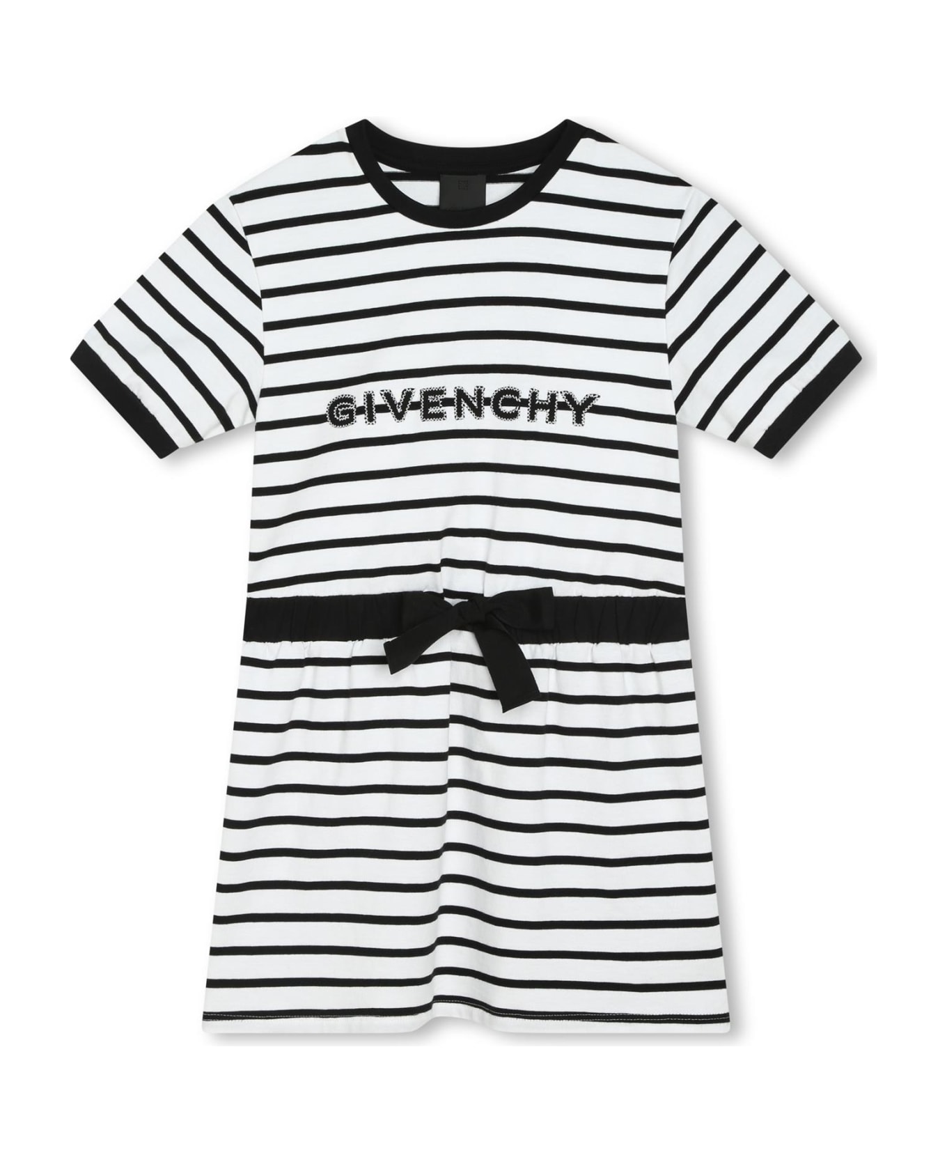 Givenchy Abito A Righe Con Ricamo - WHITE ワンピース＆ドレス