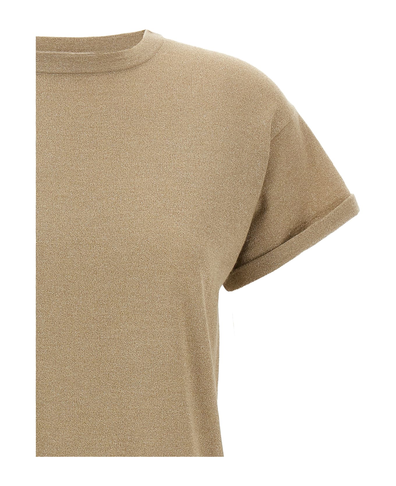 Brunello Cucinelli Lamé Cashmere T-shirt - Beige