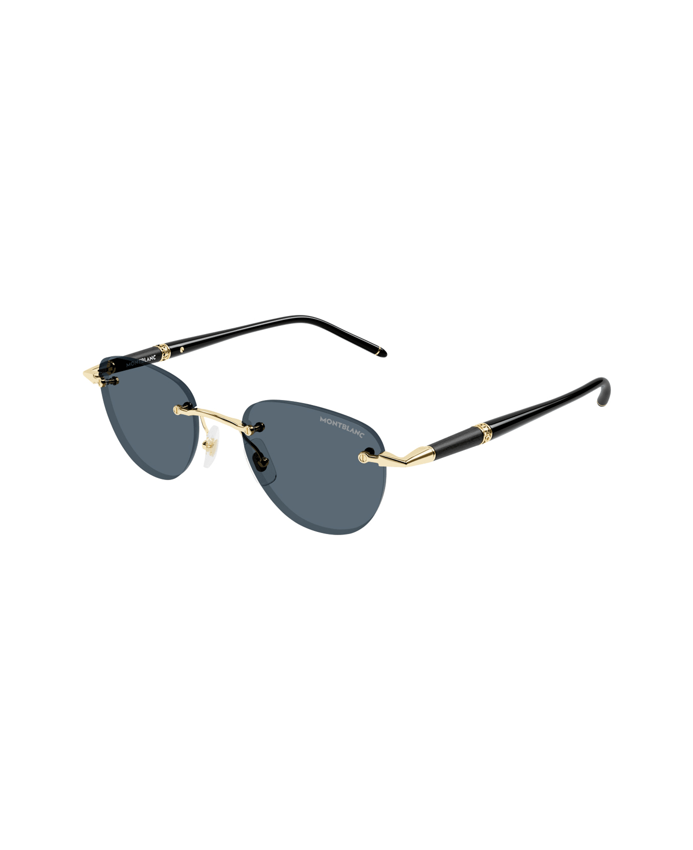 Montblanc Mb0412s Linea Meisterstück 001 Gold Black Grey Sunglasses - Oro
