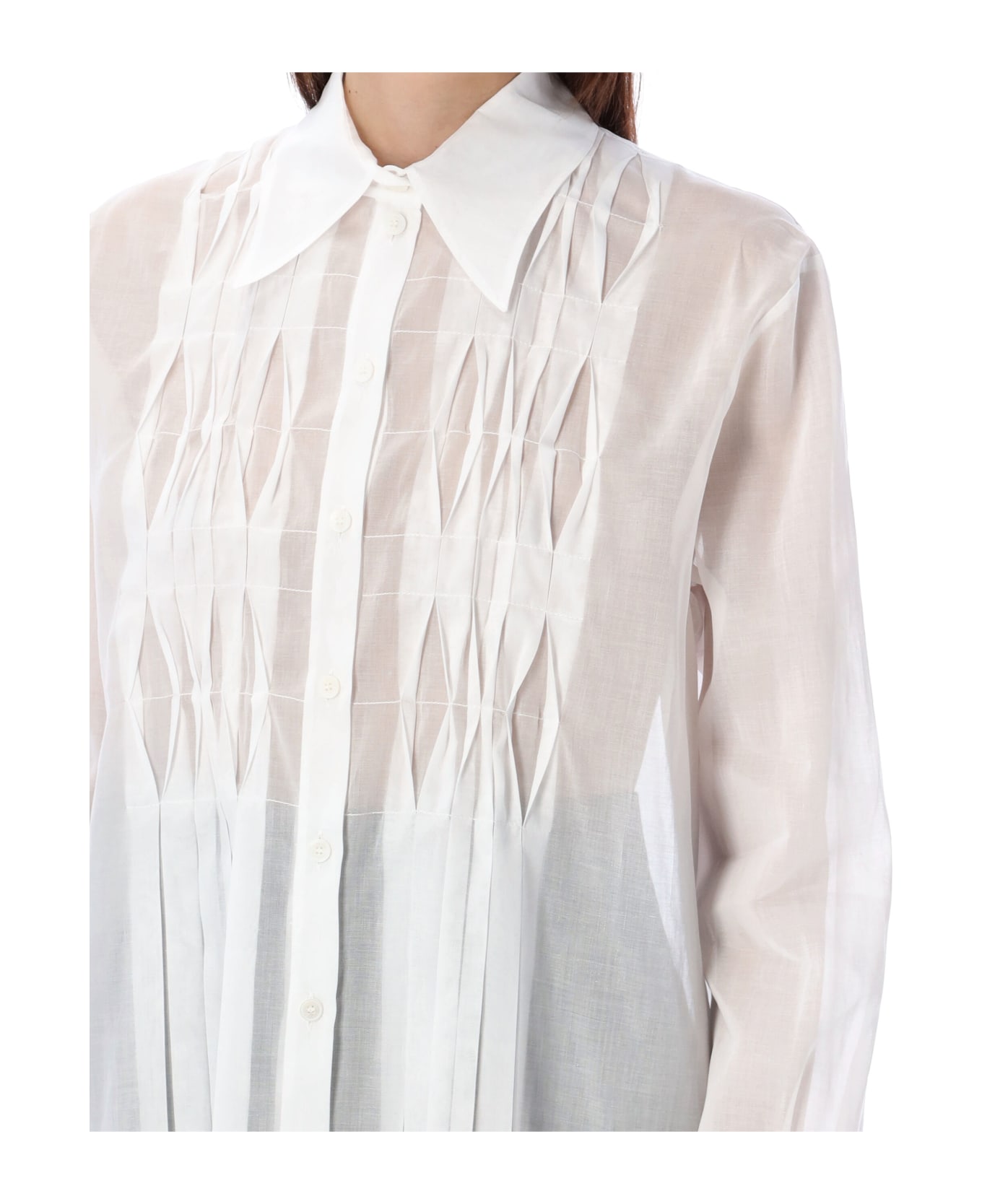 Alberta Ferretti Organza Shirt - WHITE ブラウス