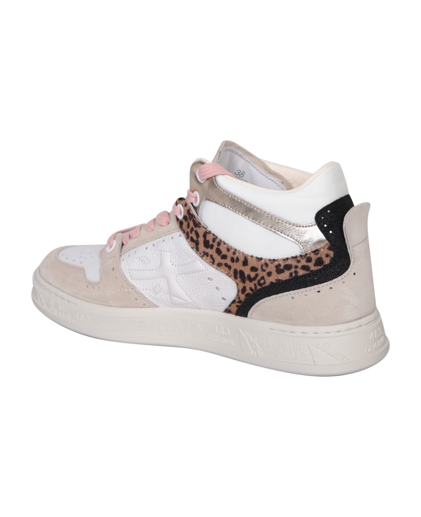Premiata Midquinnd Leopard/white Sneakers - White
