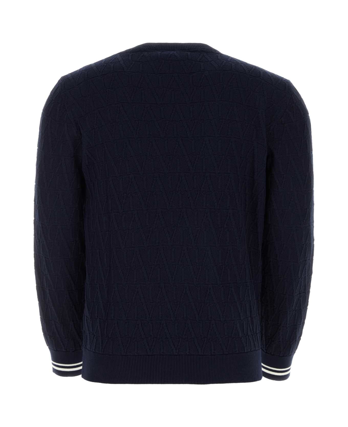 Valentino Garavani Dark Blue Cotton Sweater - STTOILEICONOGRAPHNAVYNAVYAVORIO