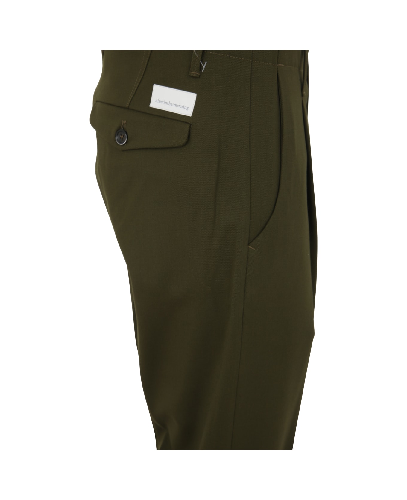 Nine in the Morning Stretch Pants With Pences - Olive ボトムス