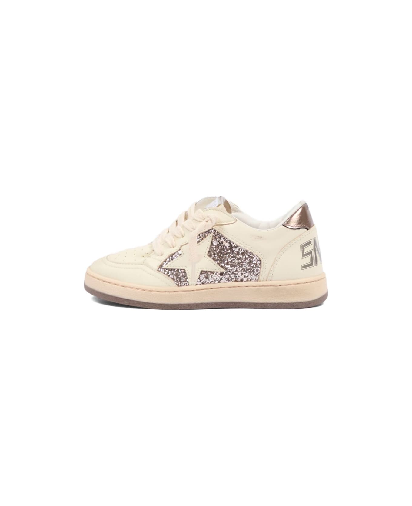 Golden Goose Kids Ball Star Sneakers With Glitter - White