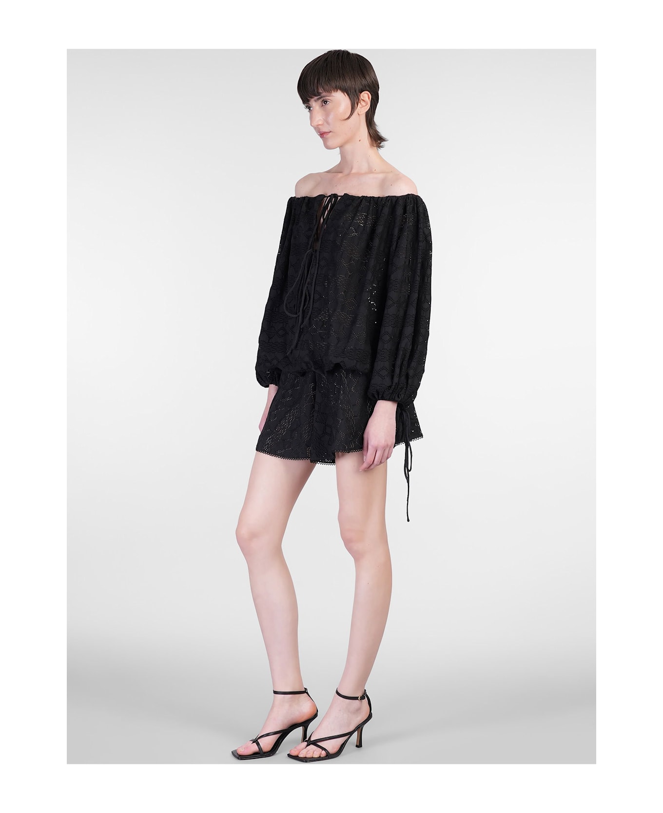 The Andamane Wilma Playsuit Jumpsuit In Black Cotton - black