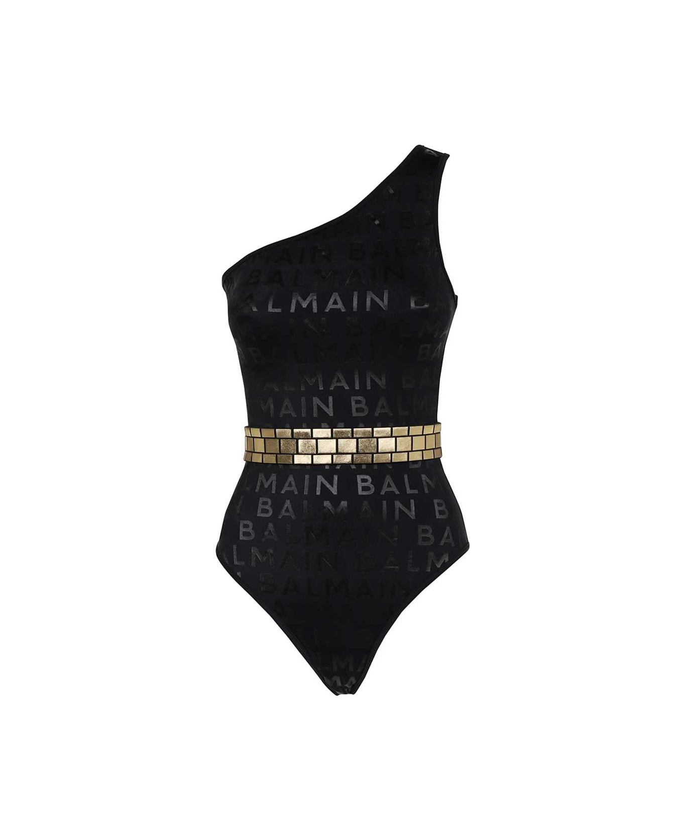 Balmain Printed One-piece Swimsuit - black 水着