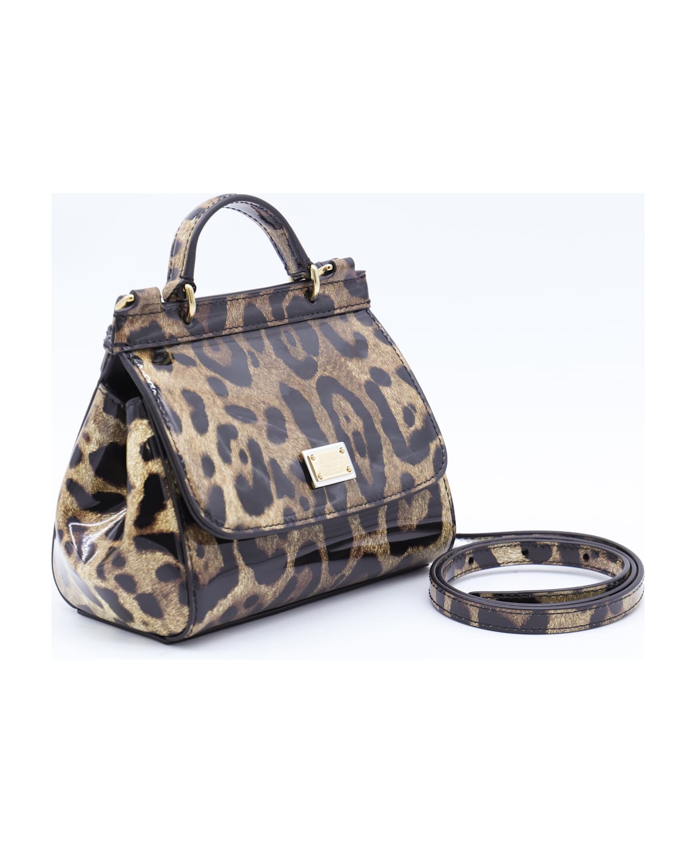 Dolce 
Gabbana Leopard Leather Sicily Top Handle Bag - LEO