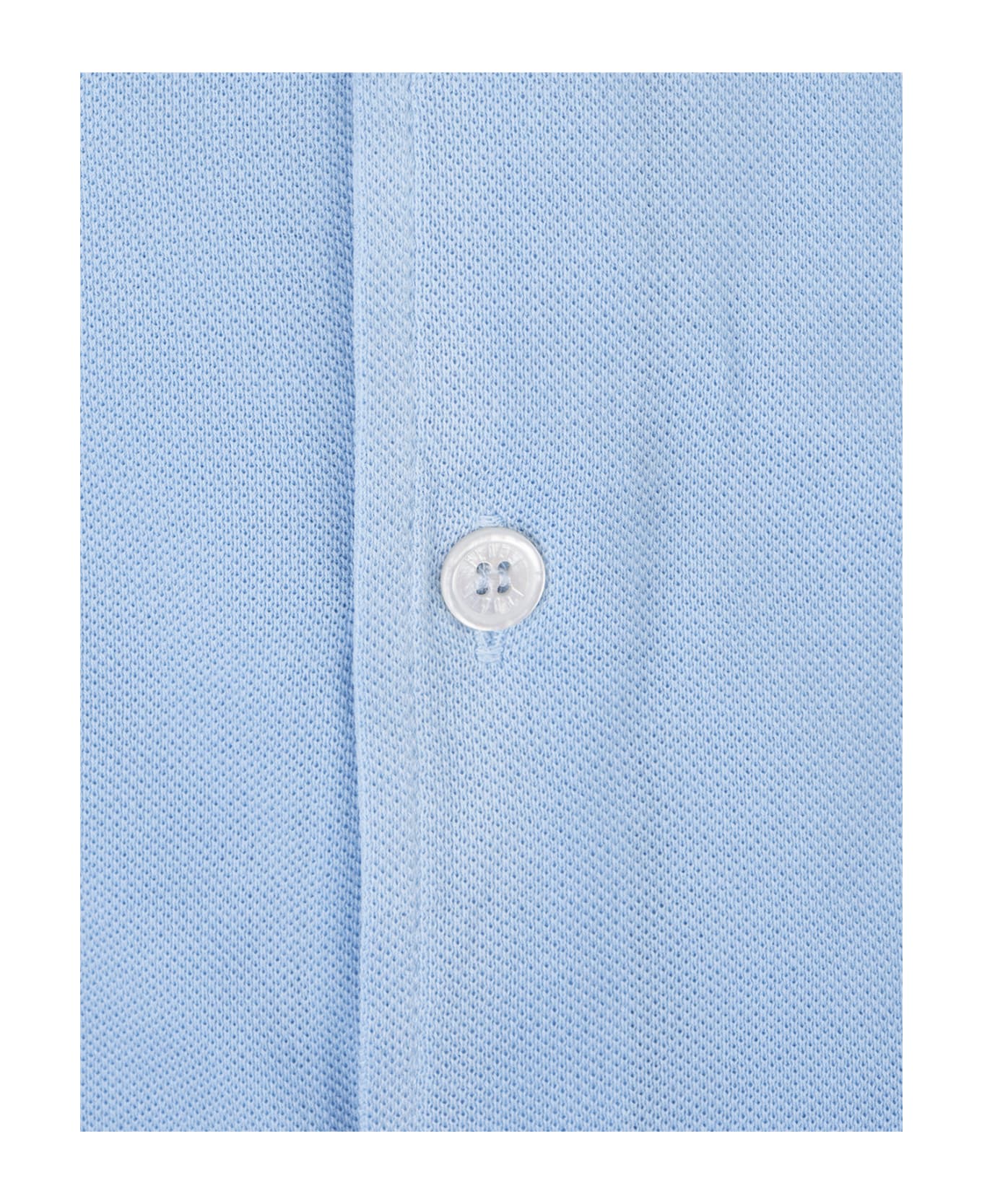 Fedeli Shirt In Light Blue Cotton Piqué - Blue