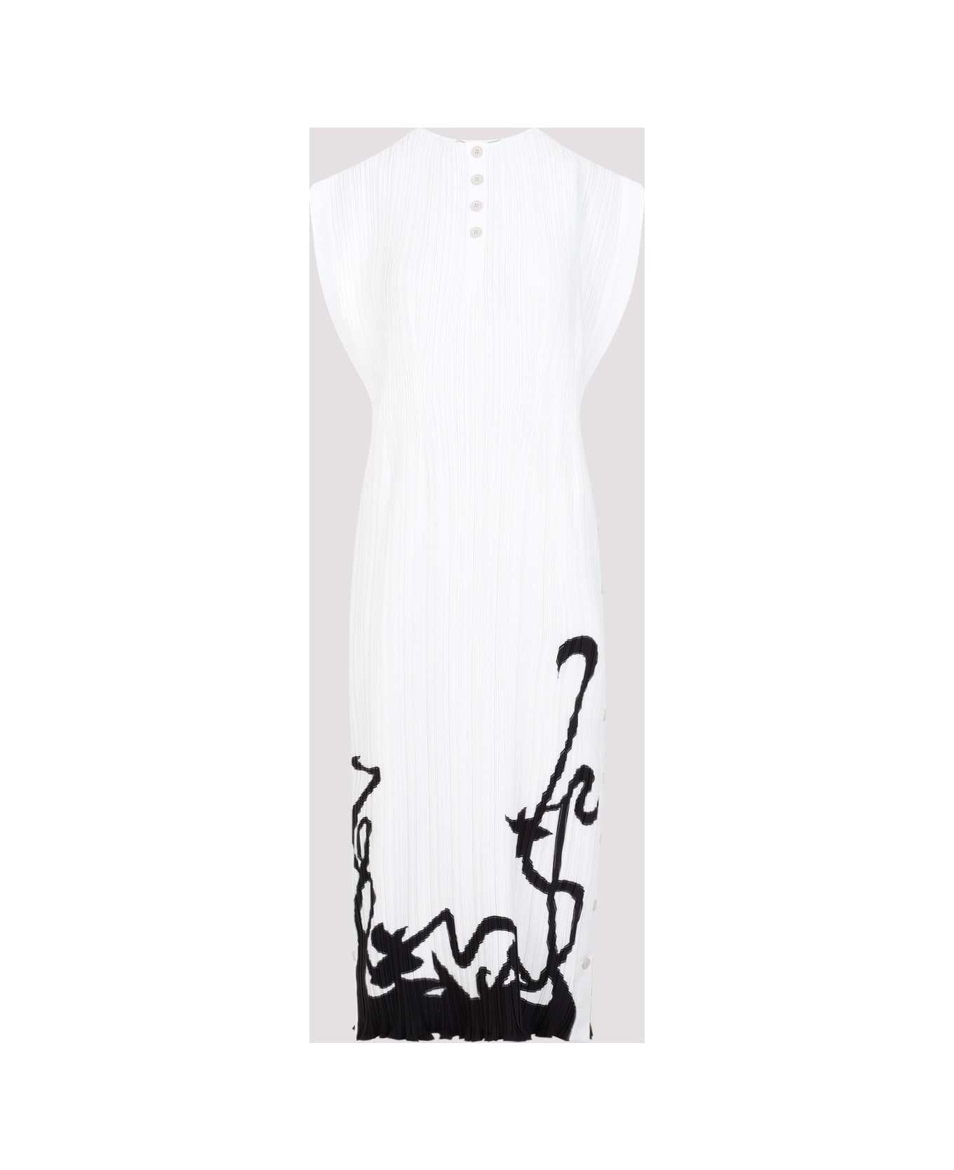 Lanvin Sleeveless Pleated Midi Dress - Off White