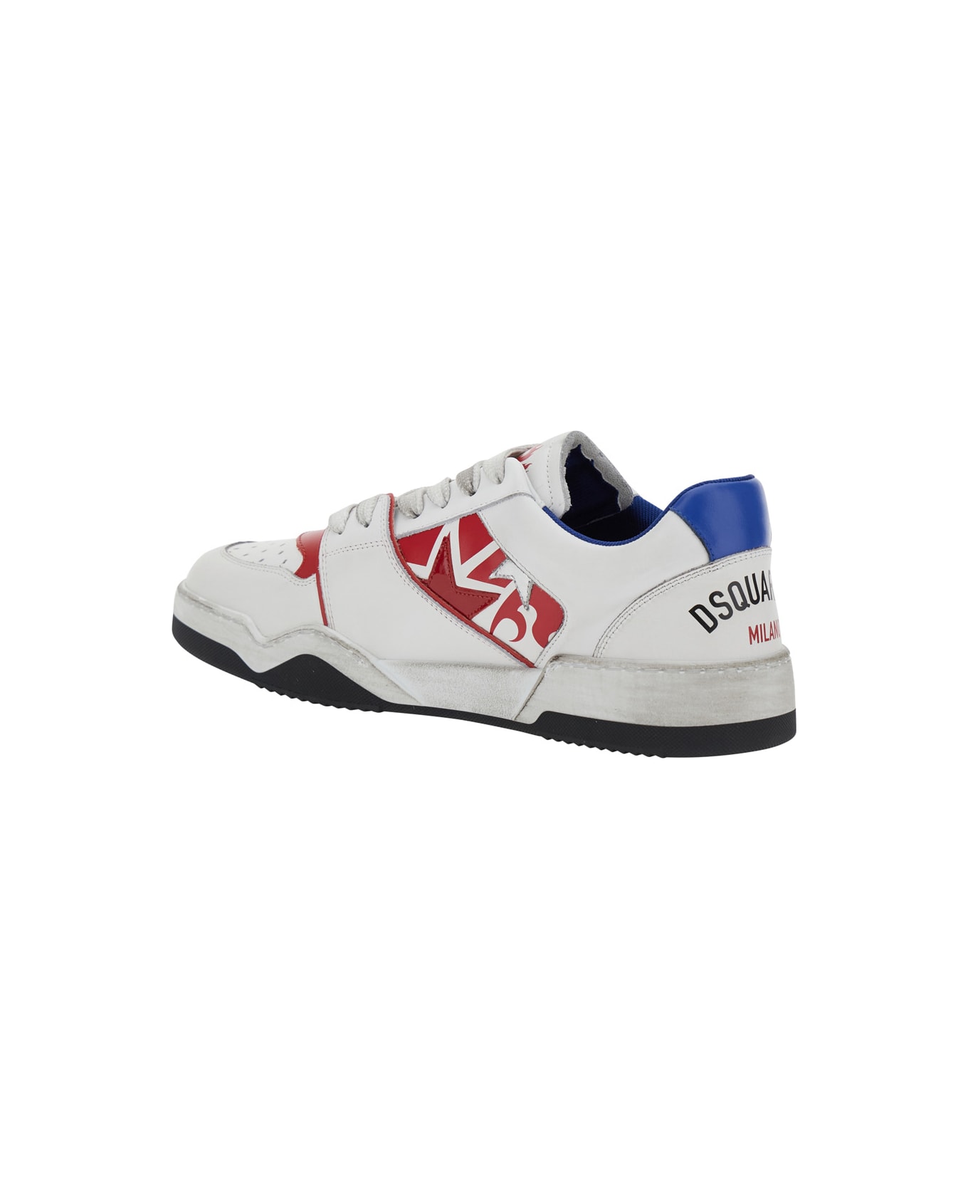 Dsquared2 White Sneakers With Distressed Effect And Logo On The Heel In Leather Man - White