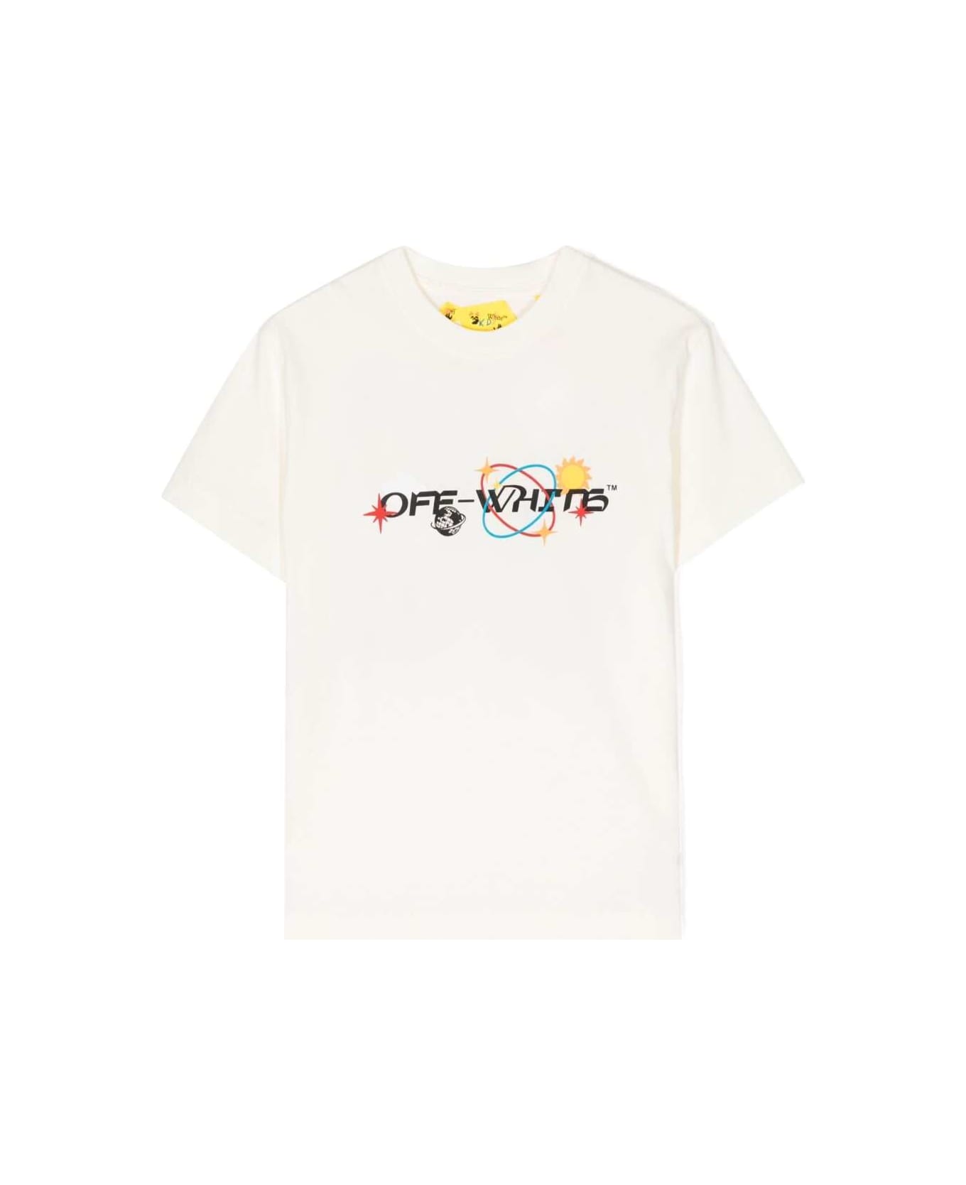 Off-White Off Planets T-shirt With Logo And Signature Arrow Print In White Cotton Boy - White