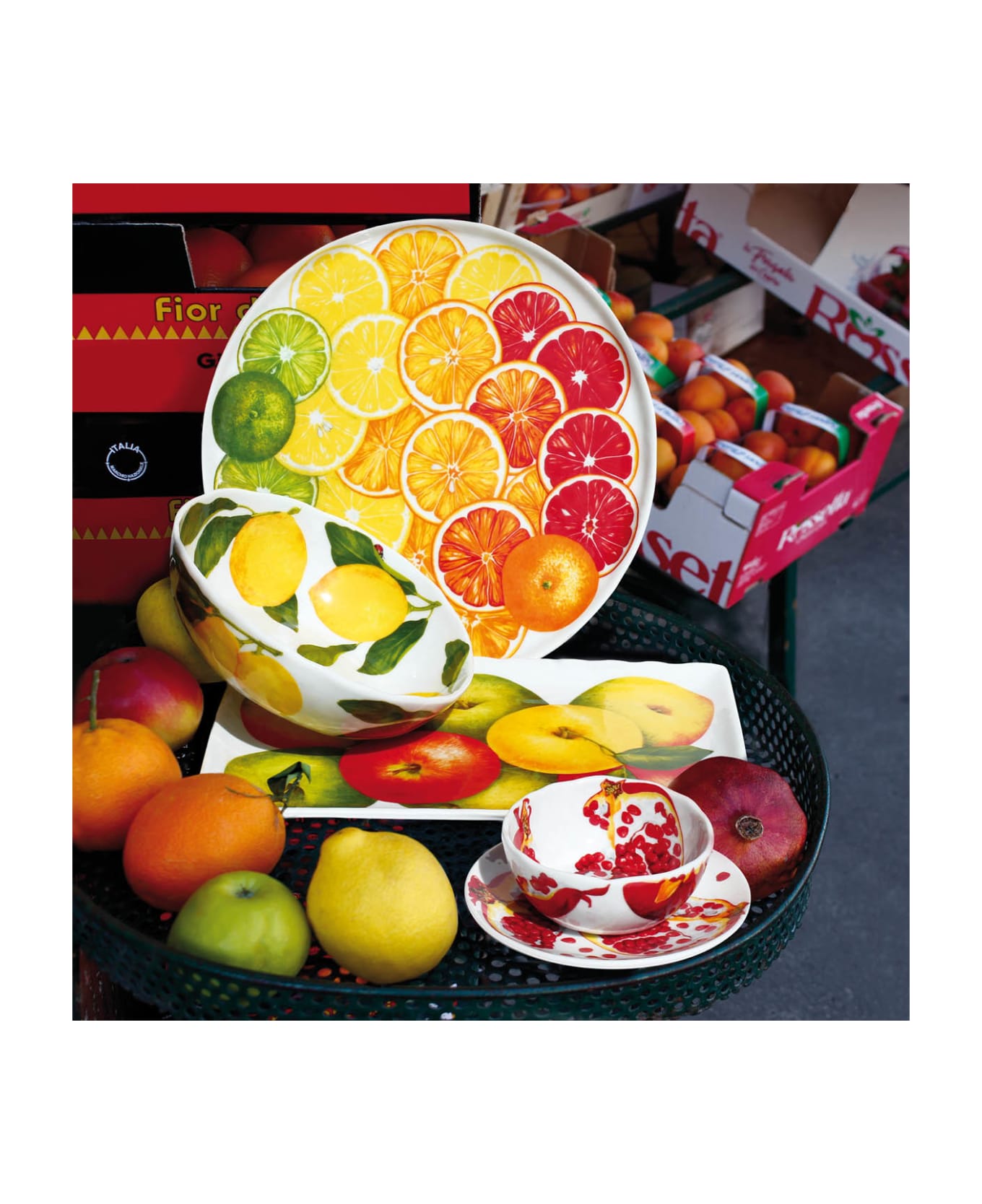 Taitù Round Platter AGRUMI - Dieta Mediterranea Fruits Collection - Multicolor
