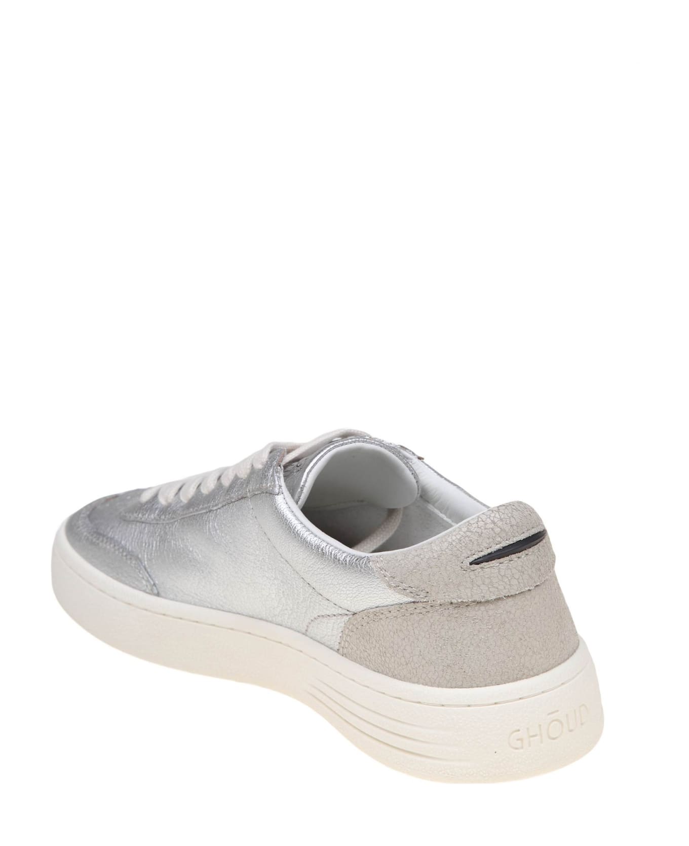 GHOUD Lido Low Sneakers In Silver Leather - CRACKLE/MIRROR SILV